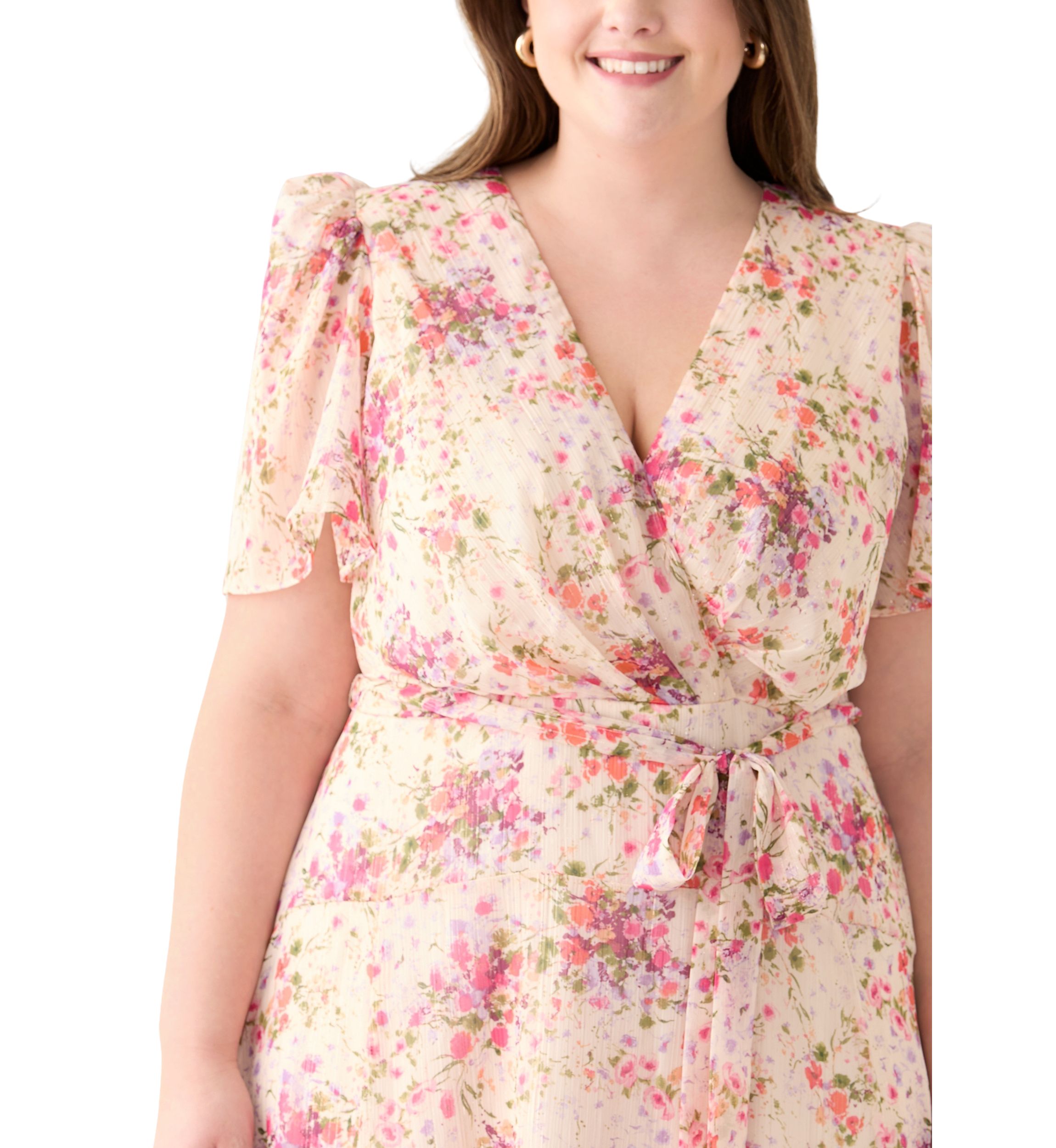 Plus Size Flutter Sleeve Maxi Dress