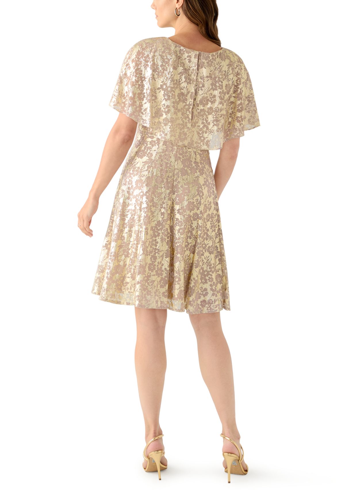 Womens Metallic Boat Neck Dress