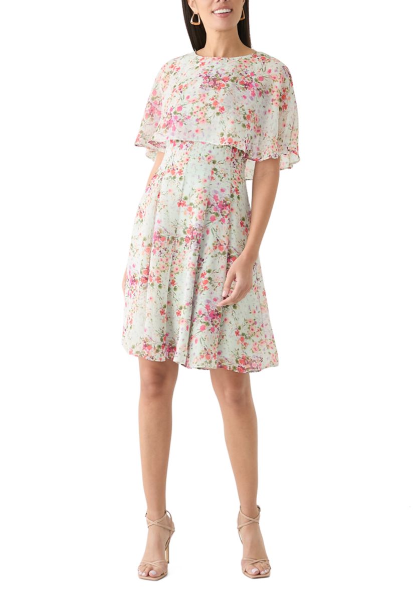 Womens Crew Neck Floral Print Dress