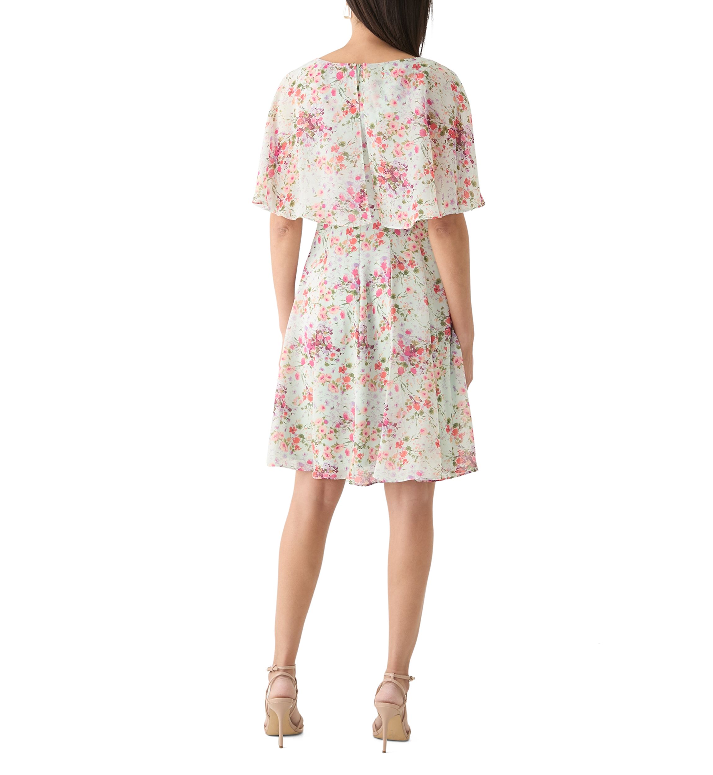 Womens Crew Neck Floral Print Dress