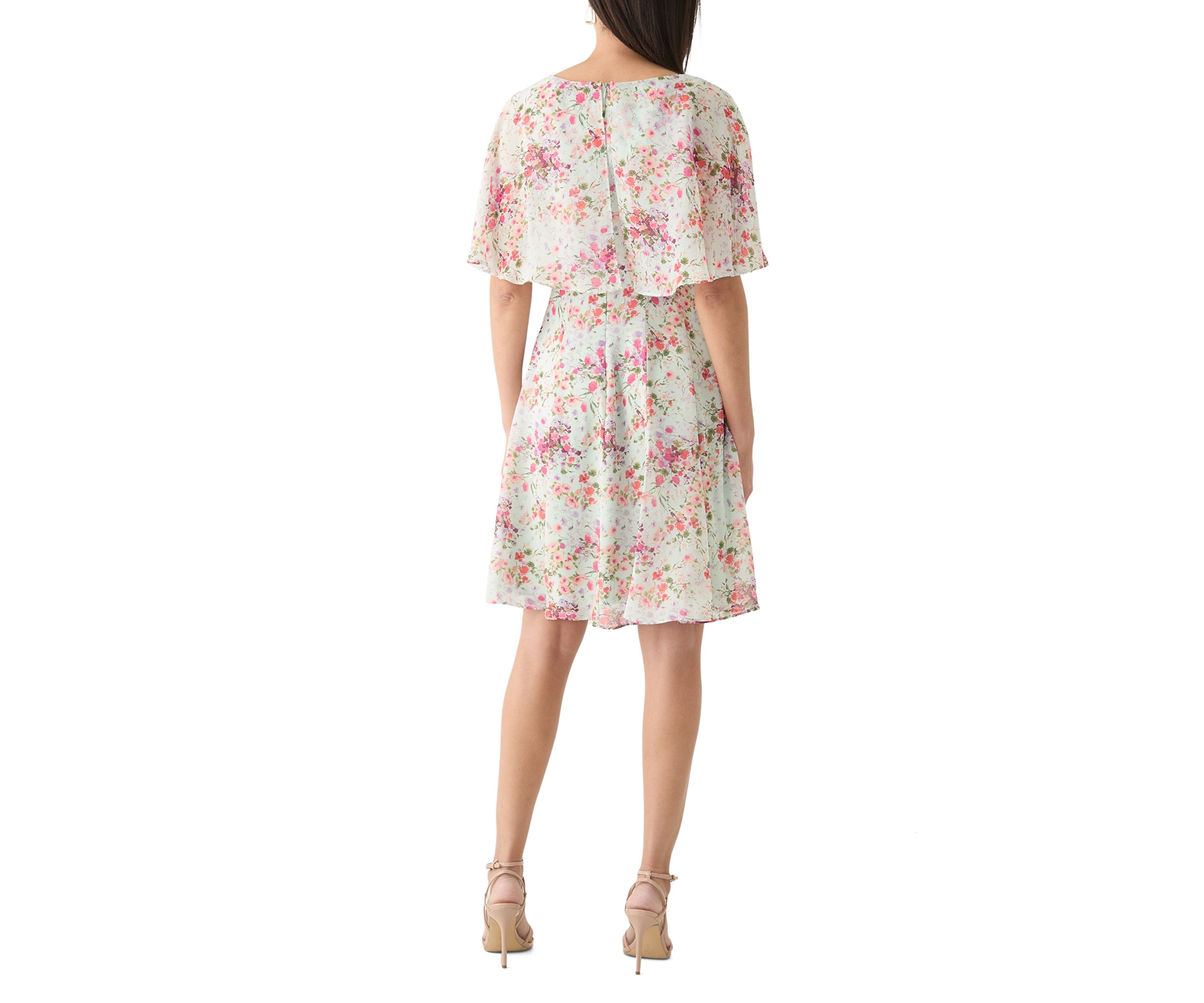 Womens Crew Neck Floral Print Dress