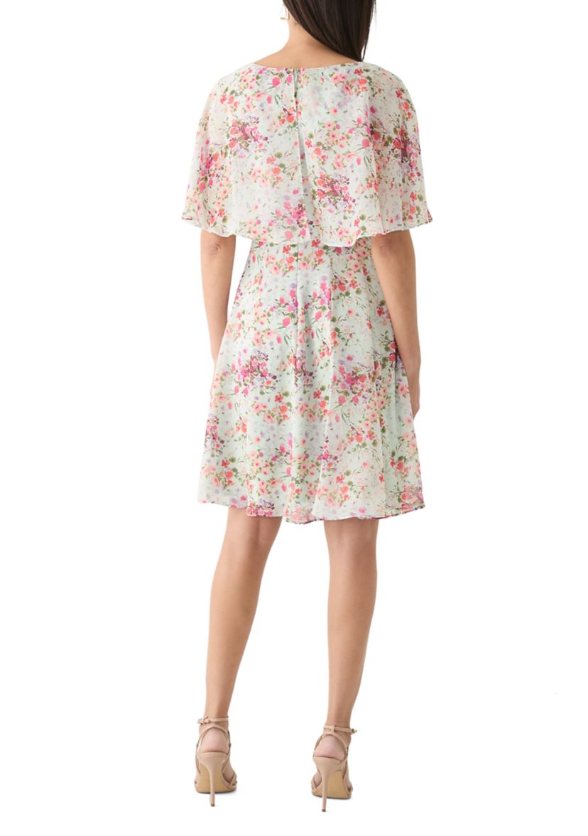 Womens Crew Neck Floral Print Dress