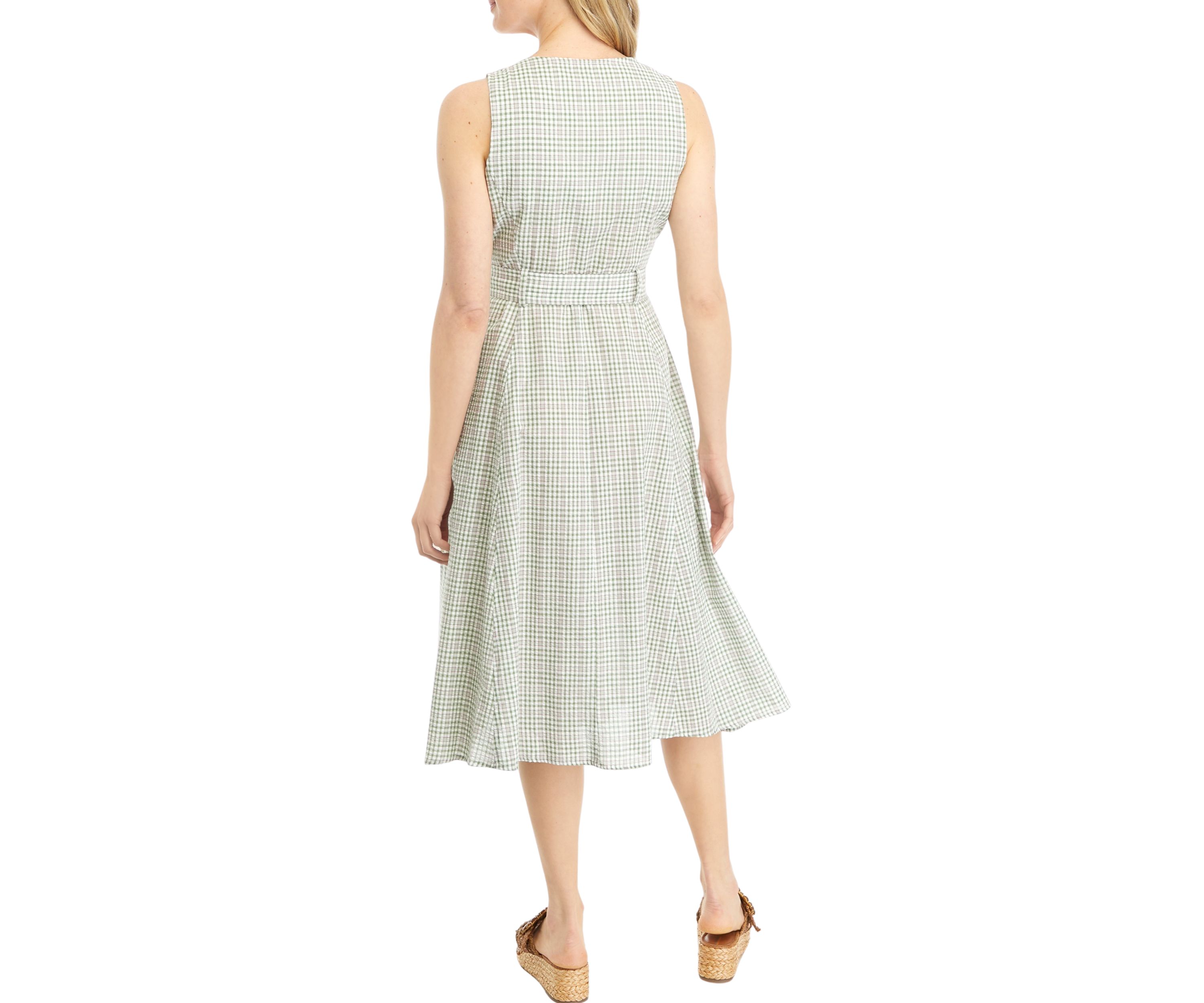 Womens Sleeveless V-Neck Fit and Flare Dress