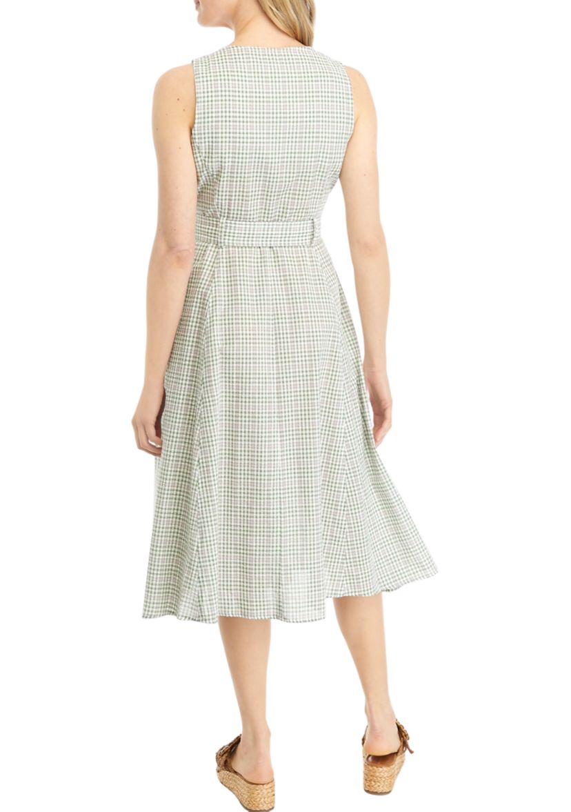 Womens Sleeveless V-Neck Fit and Flare Dress