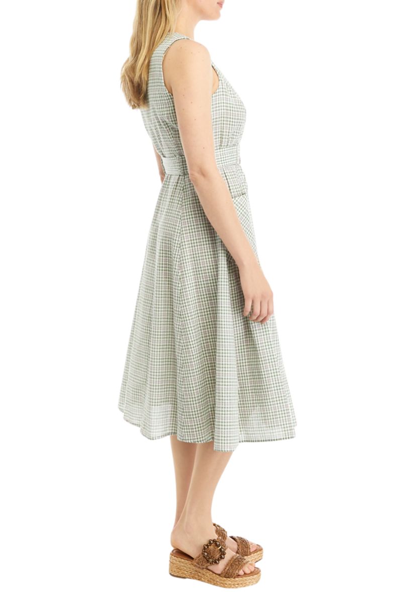 Womens Sleeveless V-Neck Fit and Flare Dress