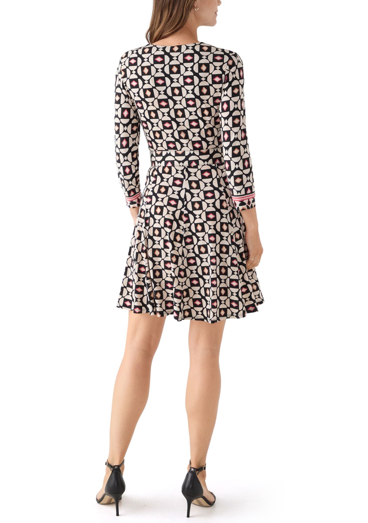 Womens V-Neck Printed Surplice Dress