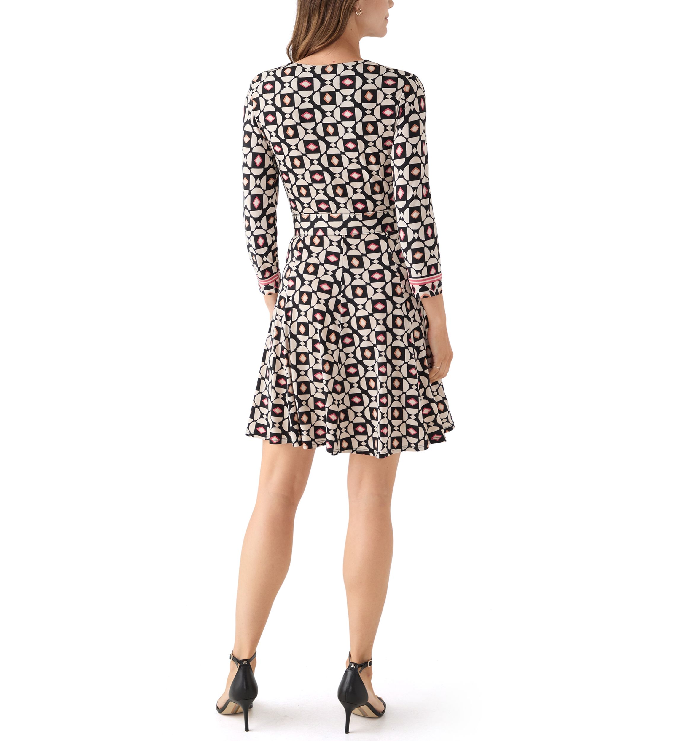 Womens V-Neck Printed Surplice Dress
