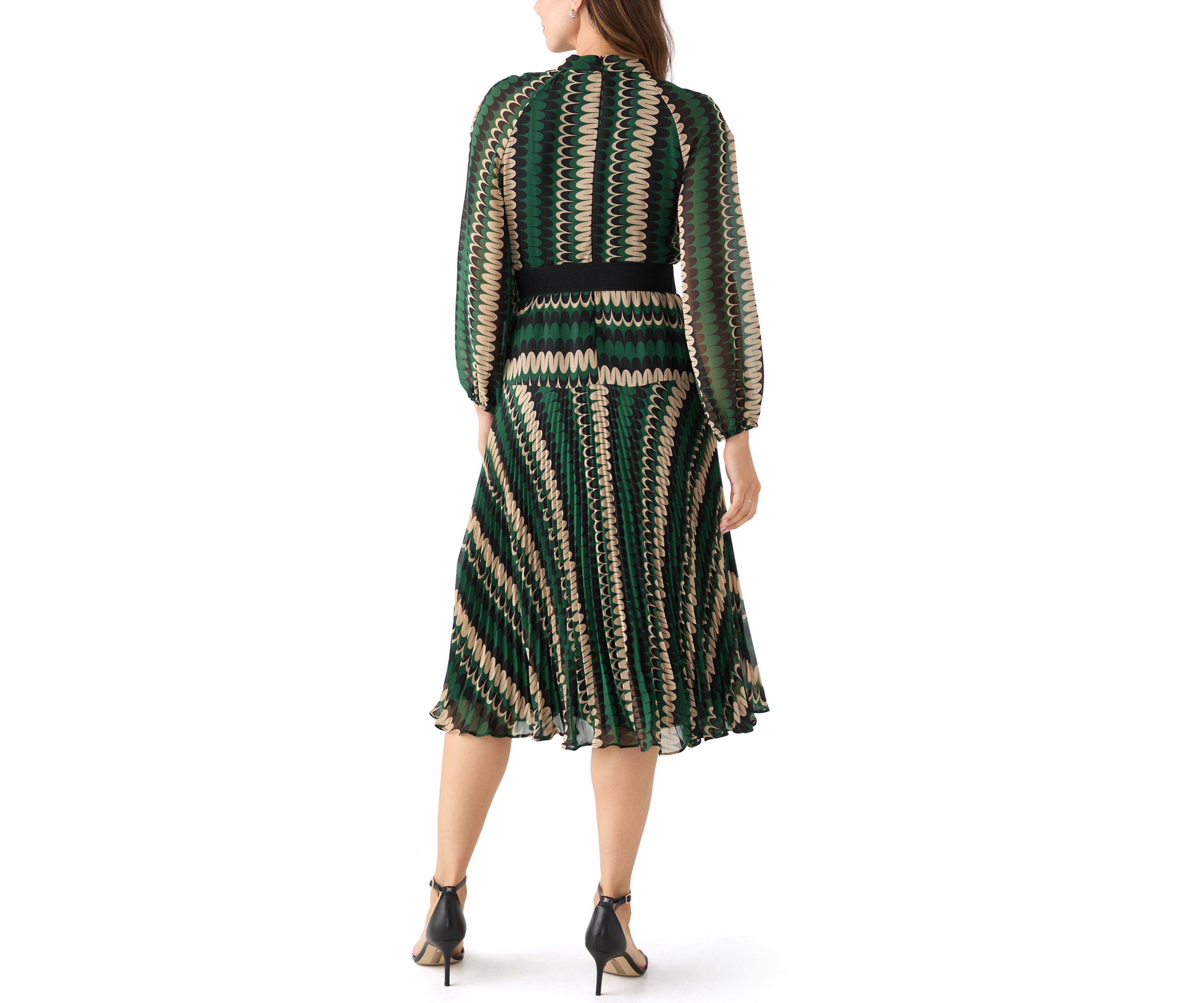 Womens Mock Neck Printed Chiffon Maxi Dress