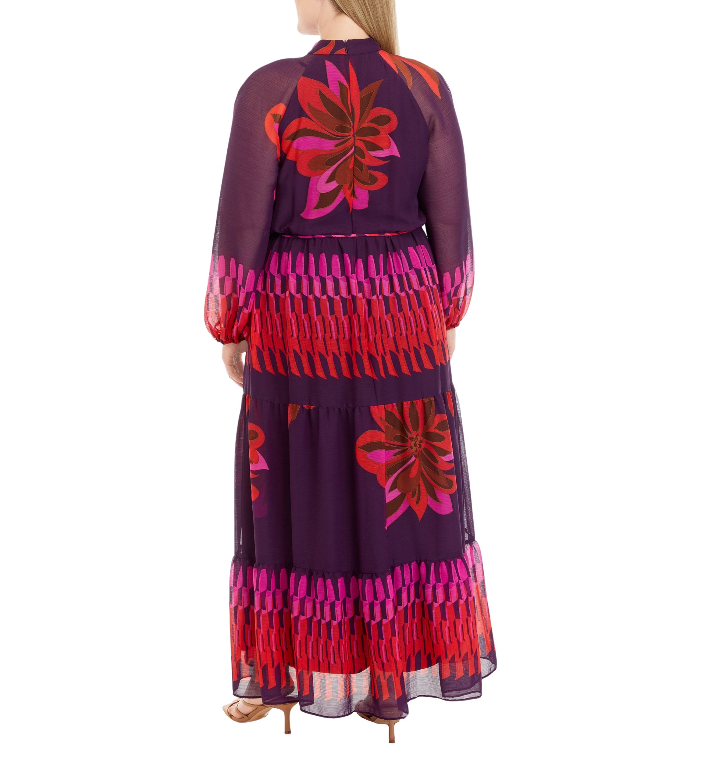 Plus Size High Neck Printed Maxi Dress