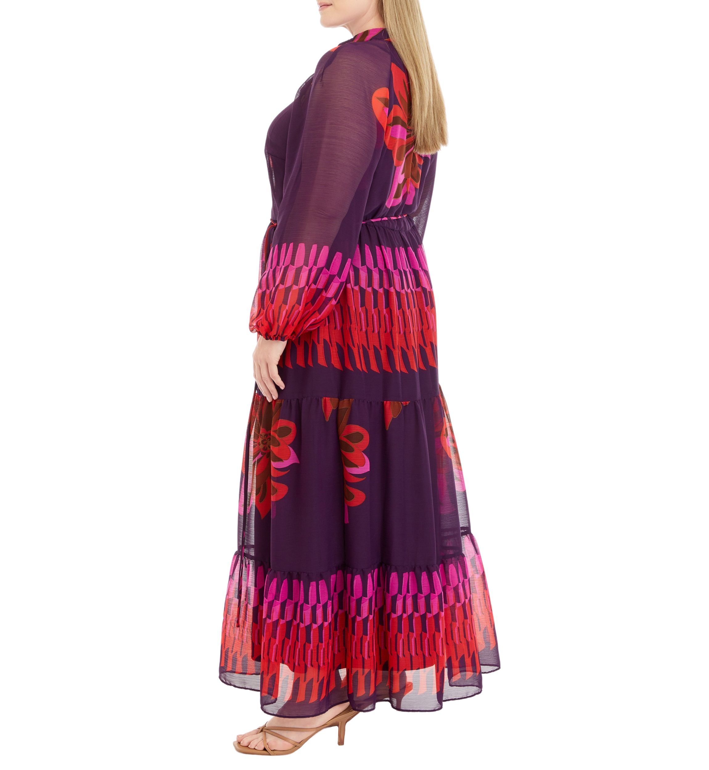 Plus Size High Neck Printed Maxi Dress