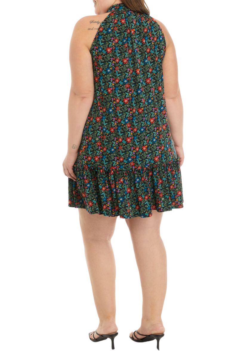 Plus Size Sleeveless Halter A-Line Dress