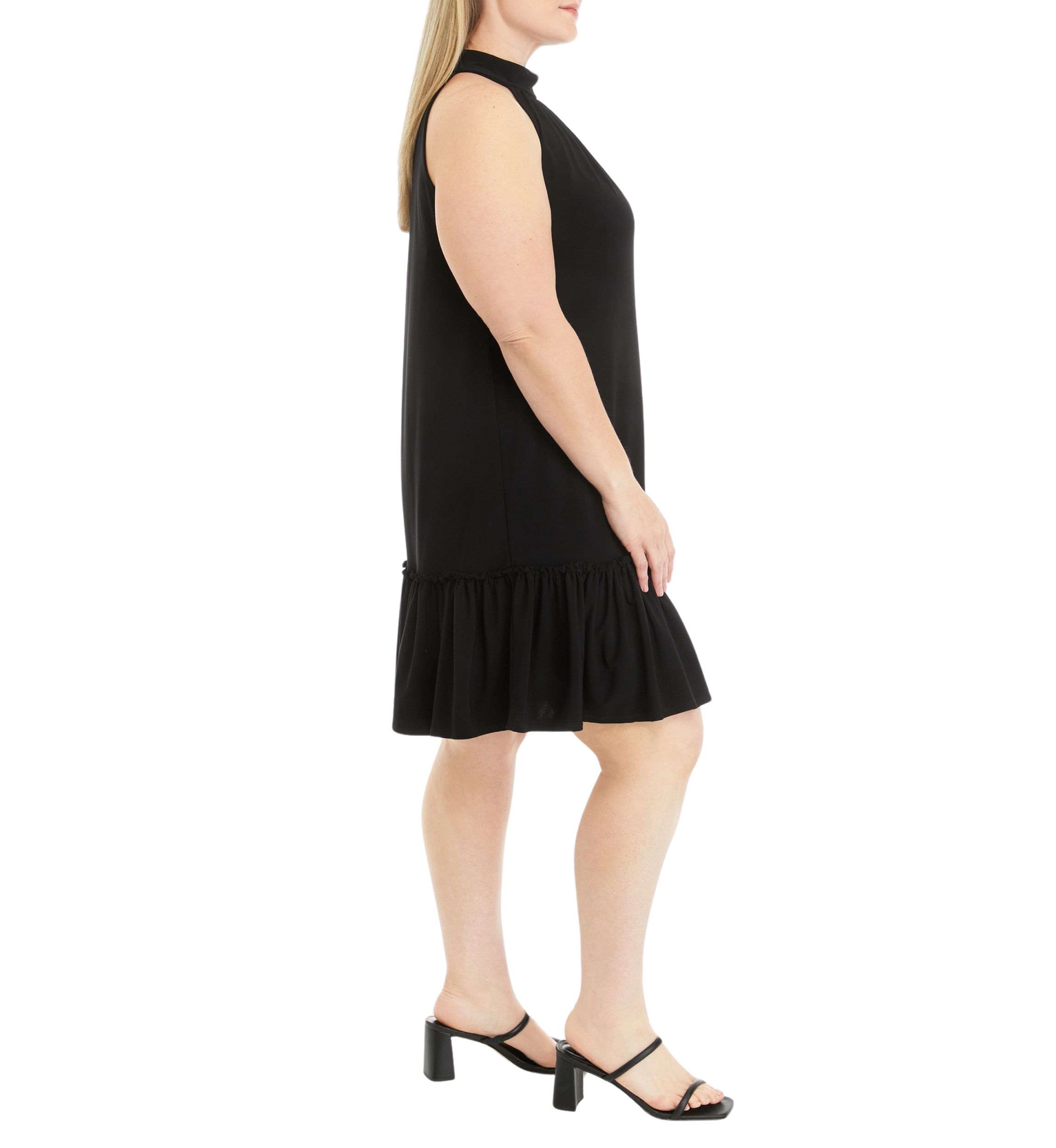 Womens Sleeveless Halter Solid A-Line Dress