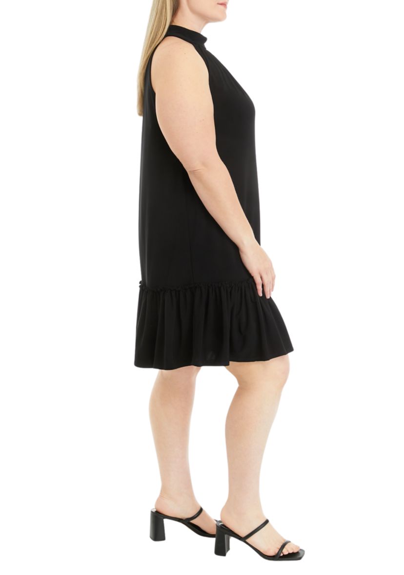 Womens Sleeveless Halter Solid A-Line Dress