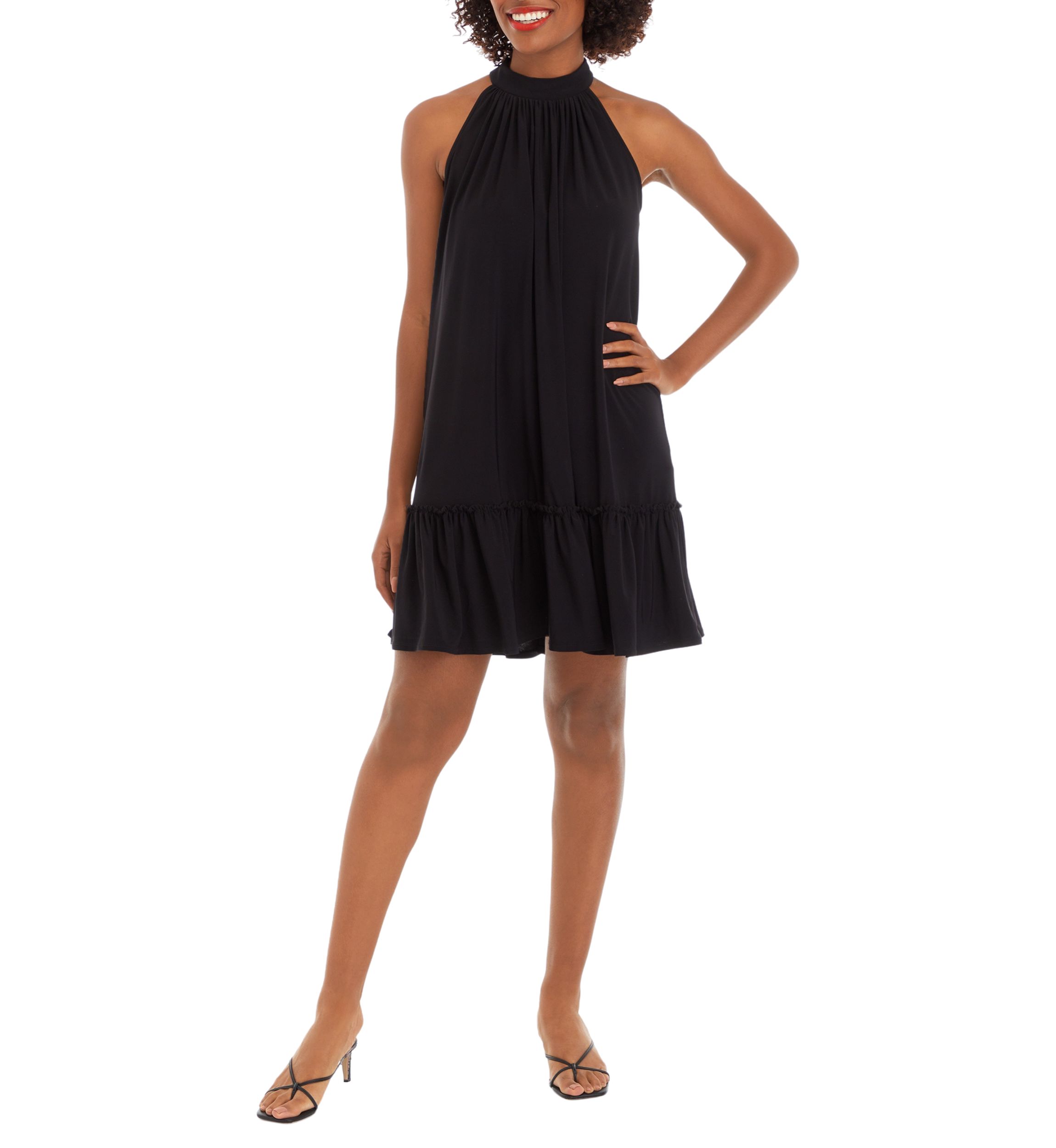 Womens Sleeveless Halter A-Line Dress