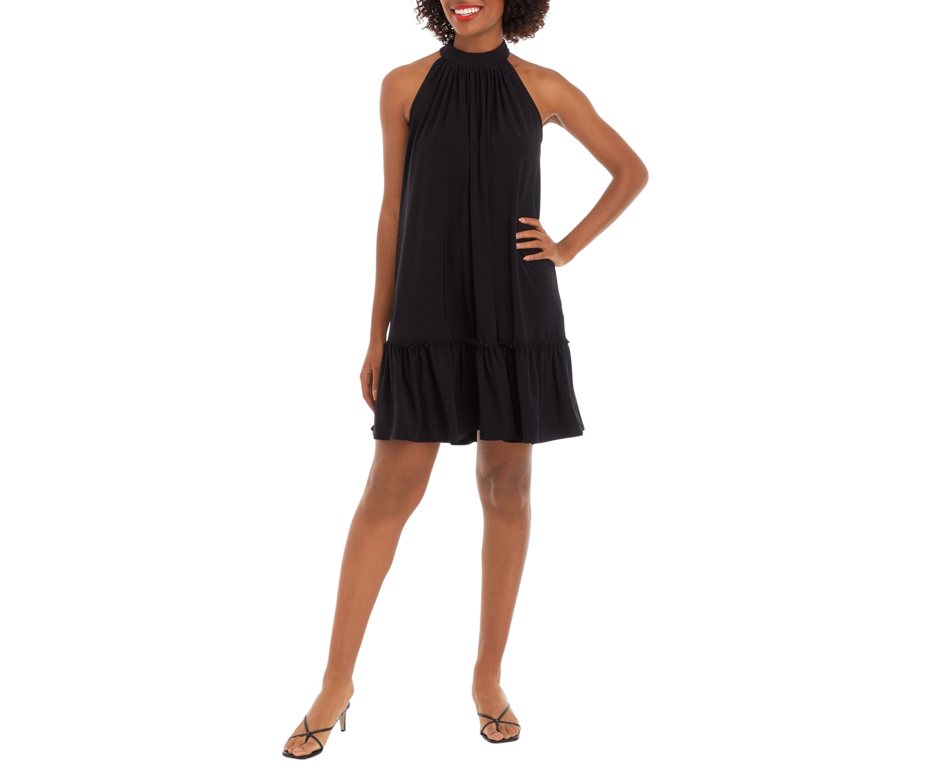 Womens Sleeveless Halter A-Line Dress