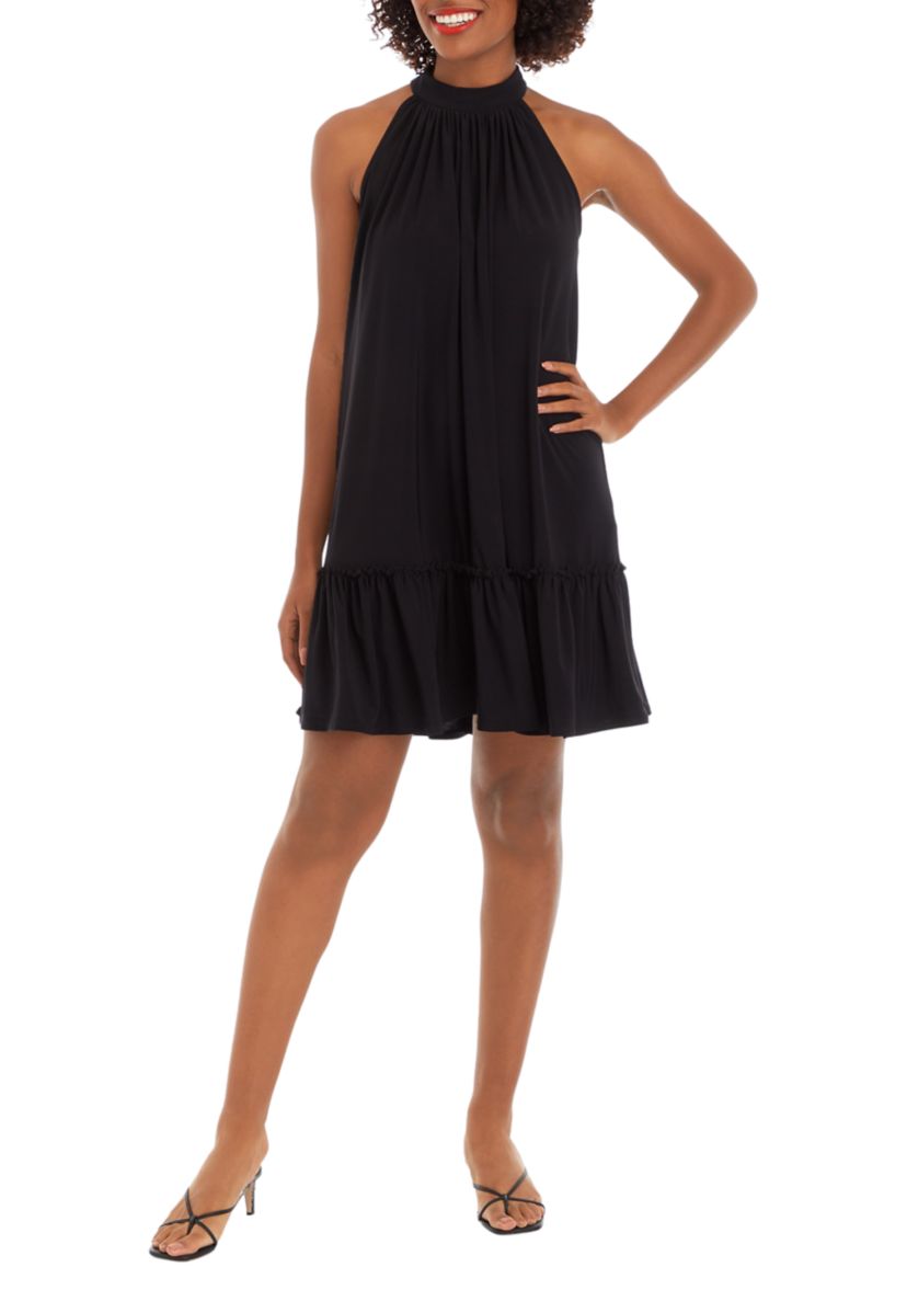 Womens Sleeveless Halter A-Line Dress