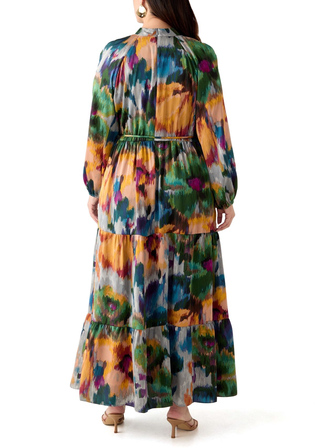 Plus Size Floral Print Chiffon Maxi Dress