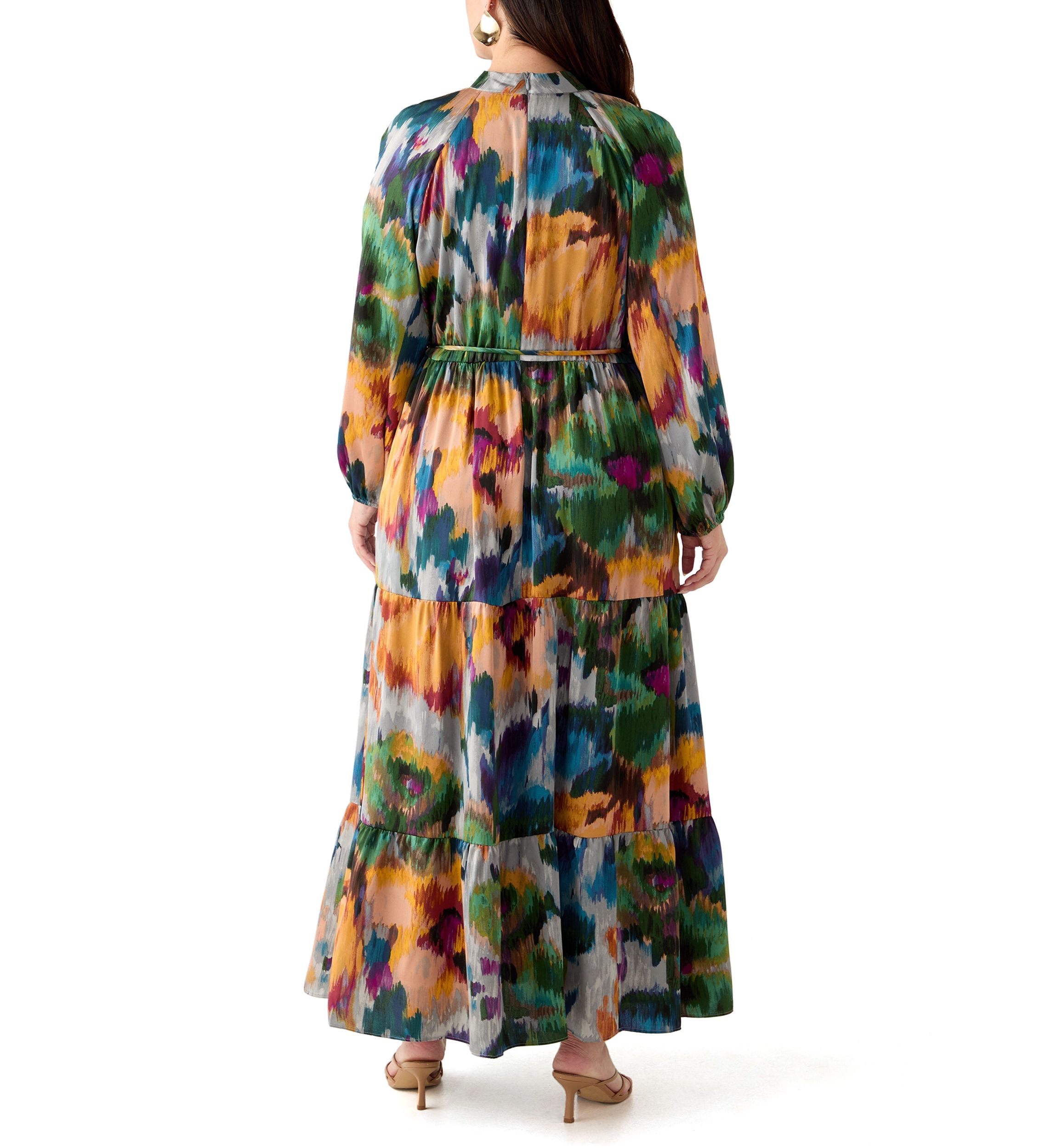 Plus Size Floral Print Chiffon Maxi Dress