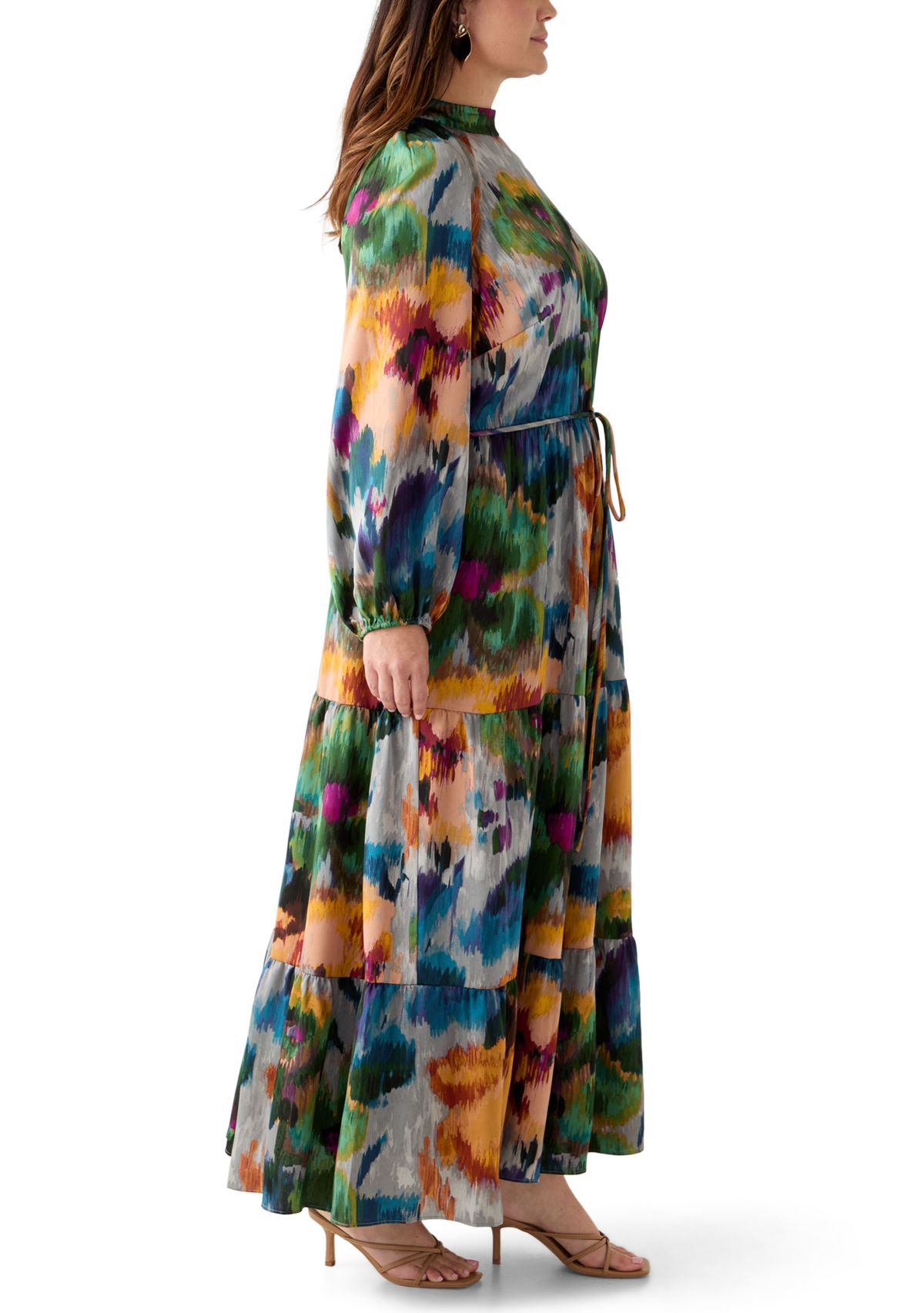 Plus Size Floral Print Chiffon Maxi Dress
