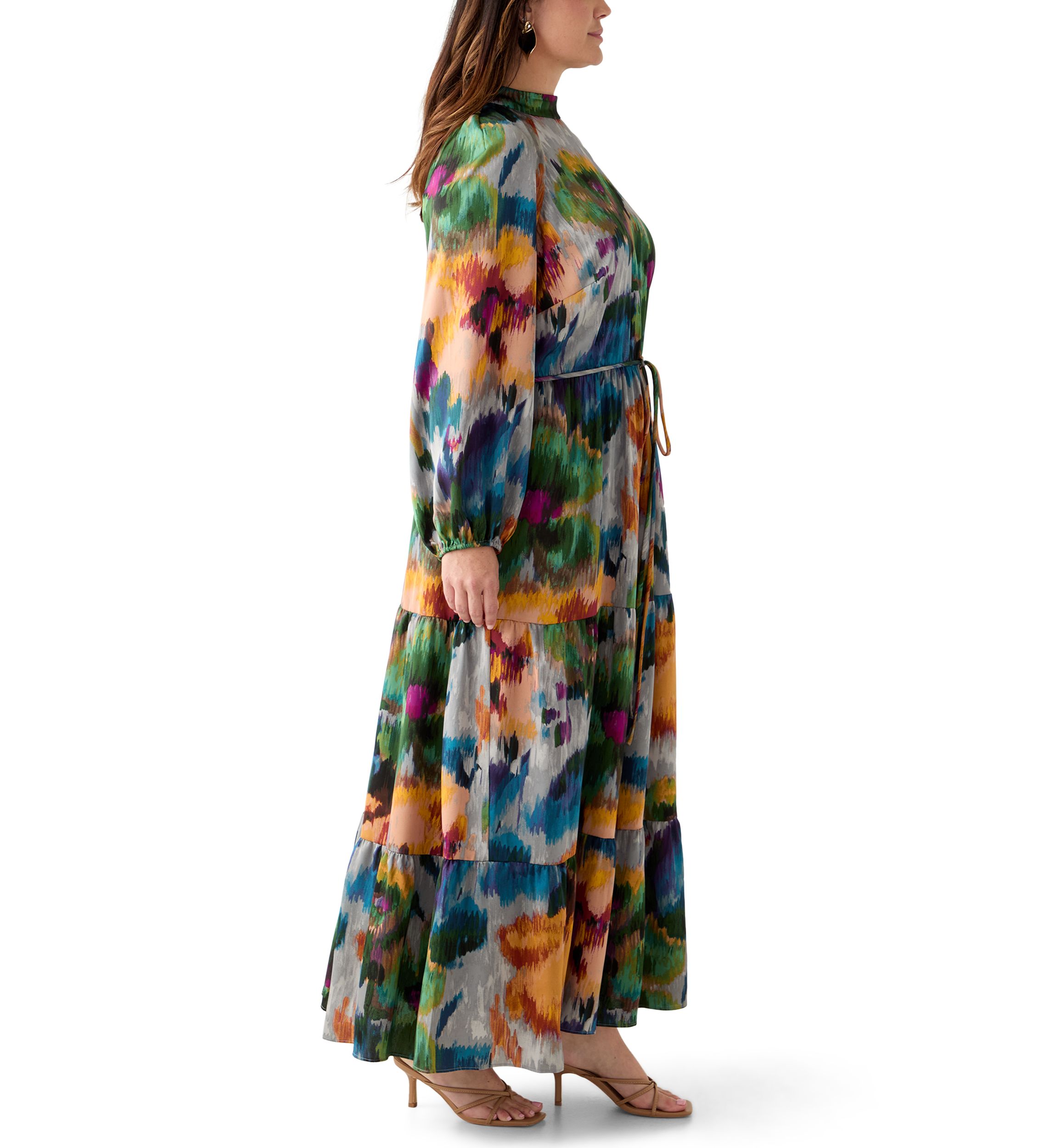 Plus Size Floral Print Chiffon Maxi Dress