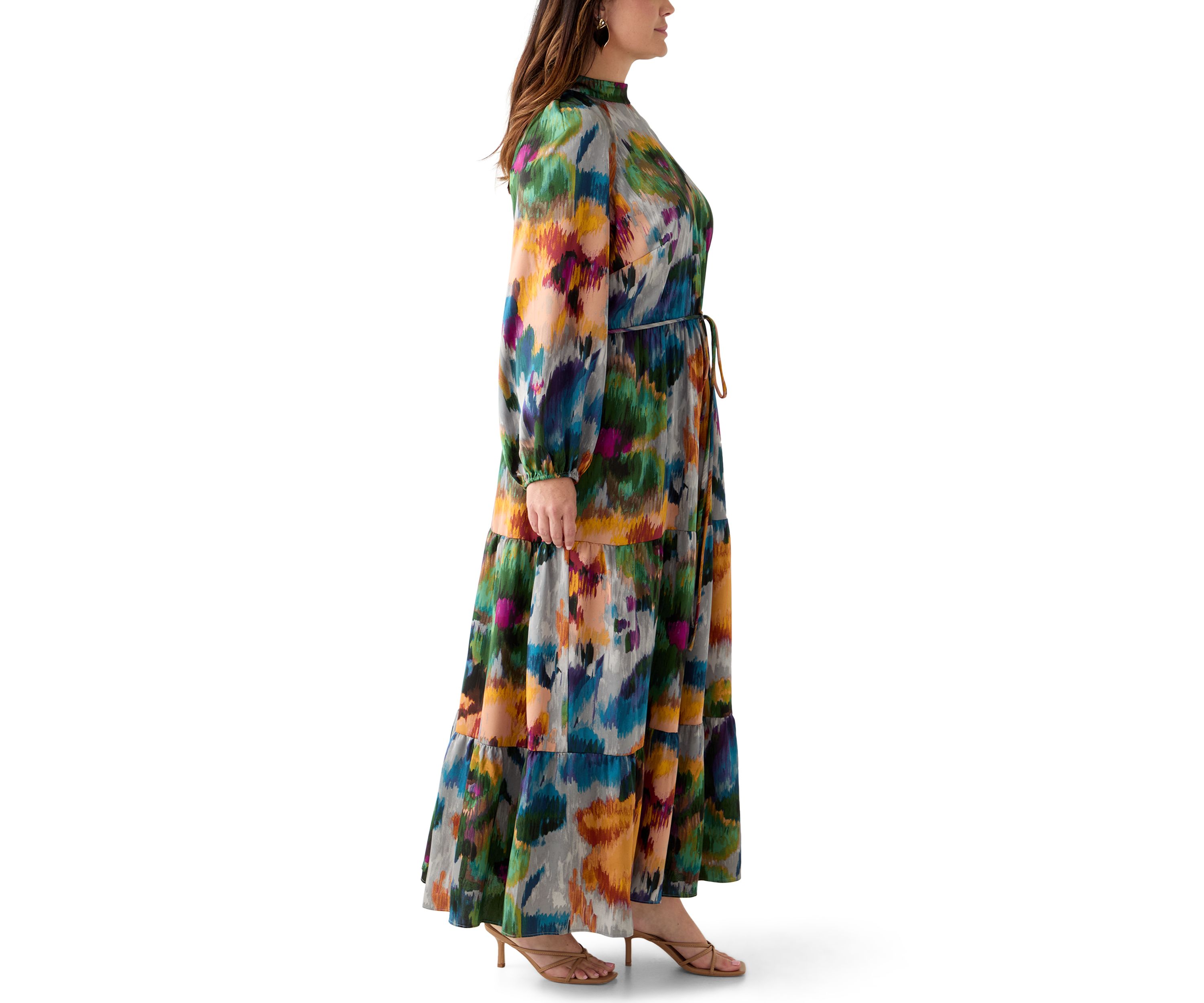 Plus Size Floral Print Chiffon Maxi Dress