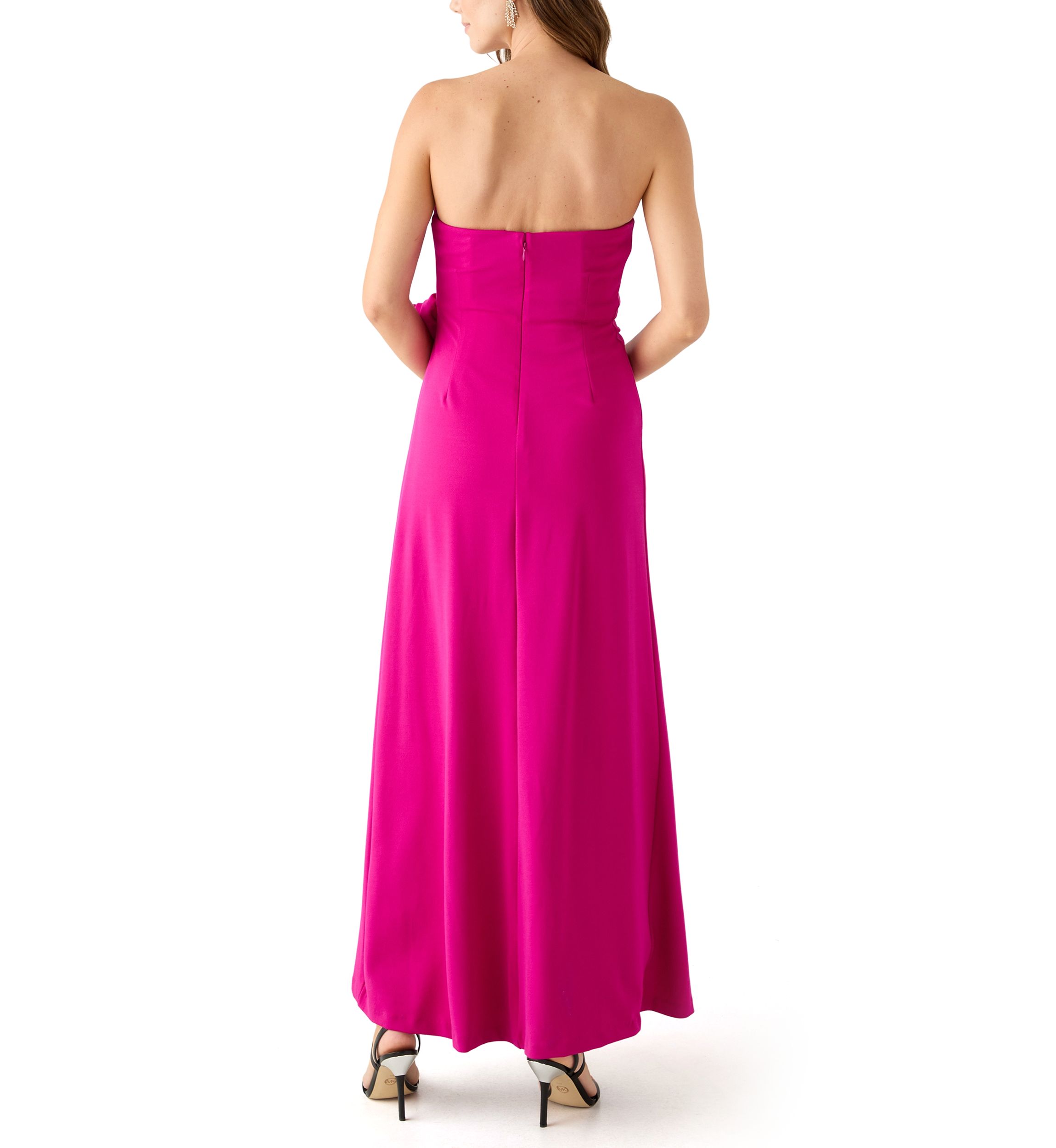 Womens Strapless Long Scuba Gown 
