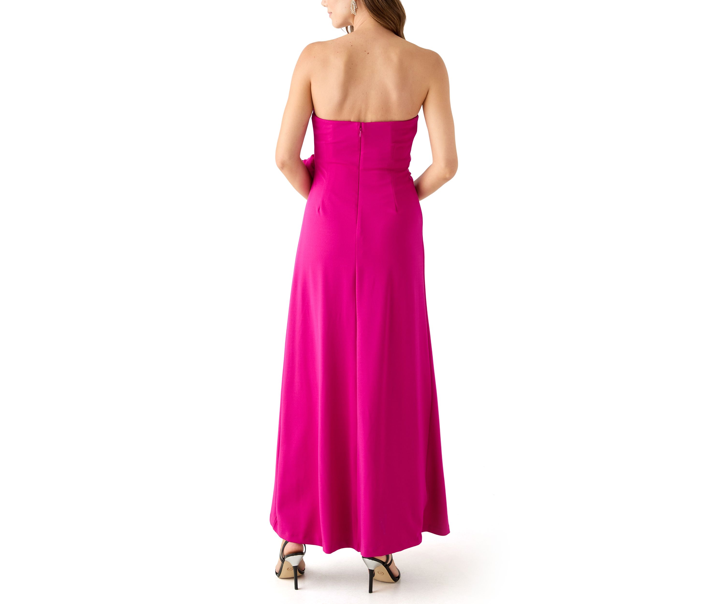 Womens Strapless Long Scuba Gown 