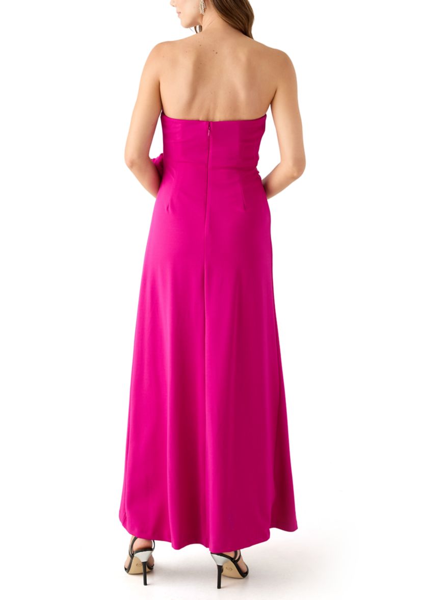 Womens Strapless Long Scuba Gown 