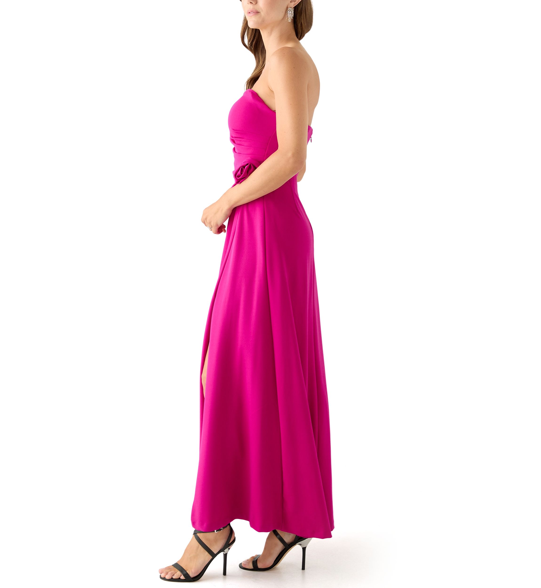 Womens Strapless Long Scuba Gown 