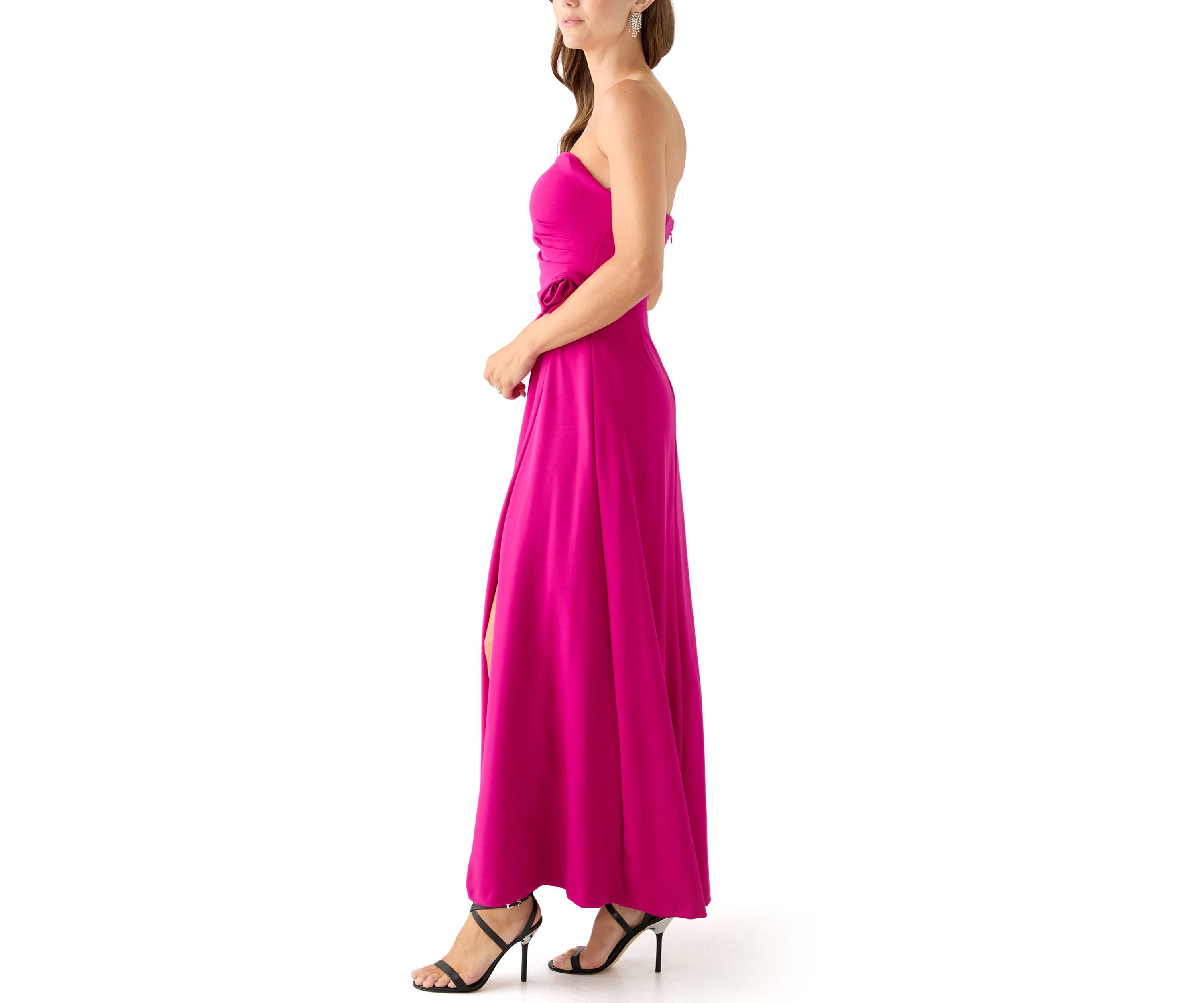 Womens Strapless Long Scuba Gown 