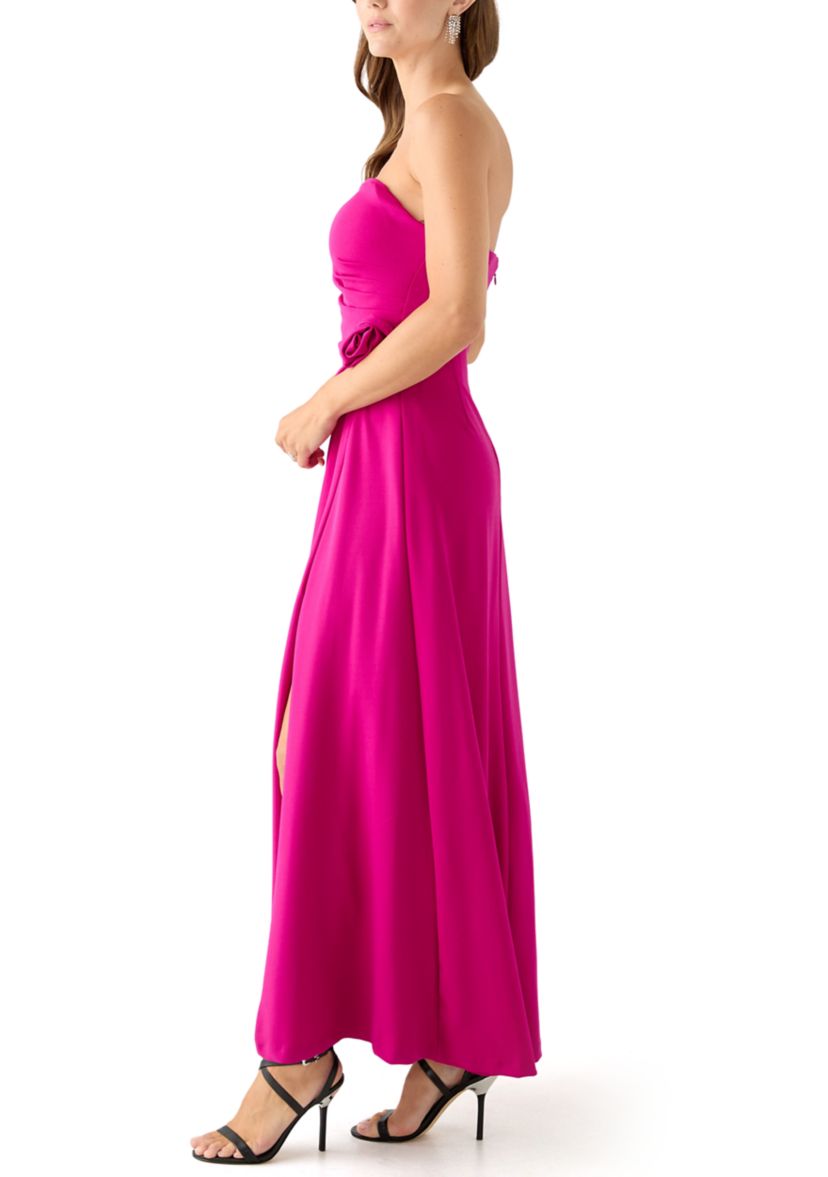 Womens Strapless Long Scuba Gown 