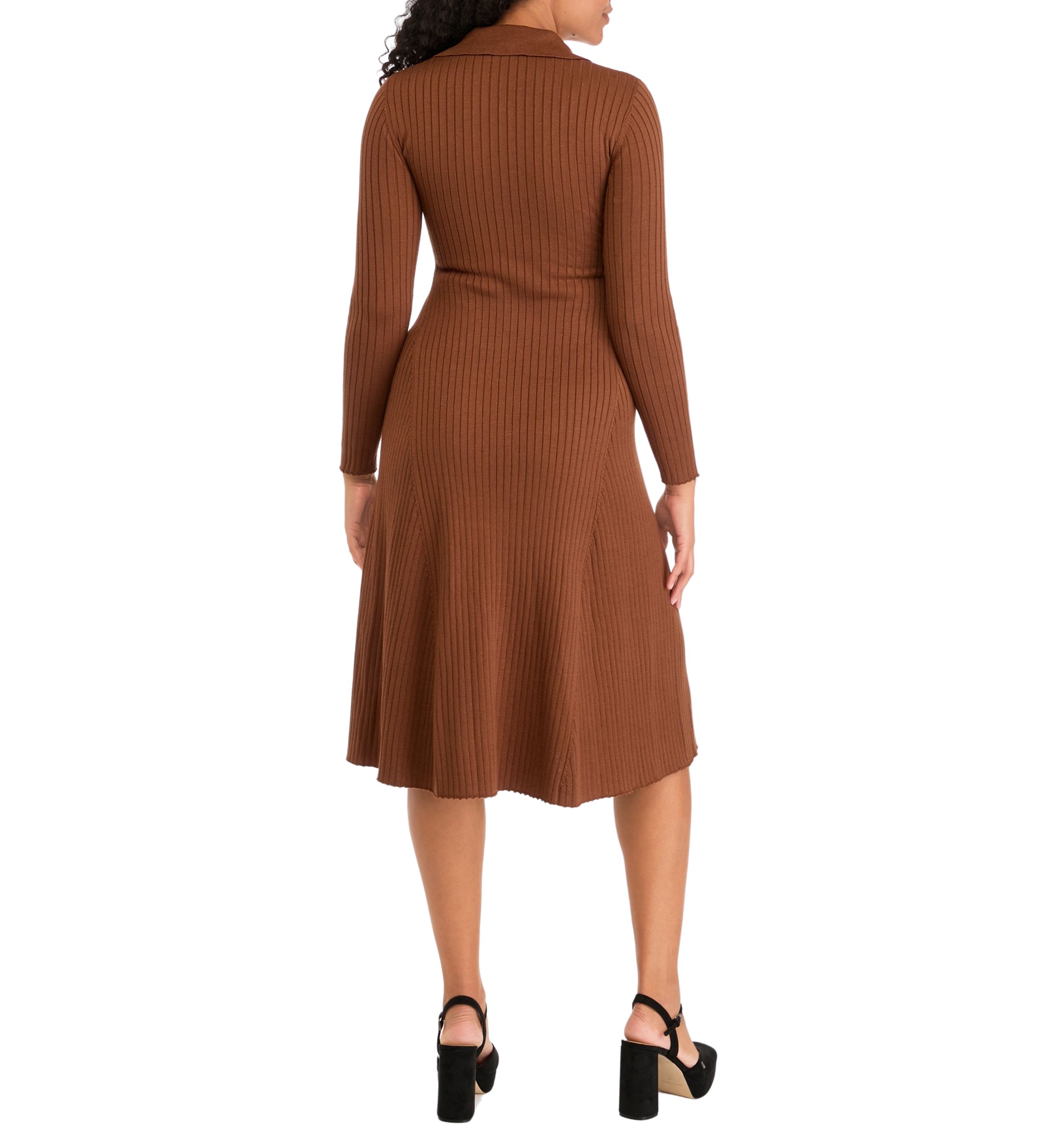 Womens Long Sleeve Collar Button Down Solid Sheath Dress