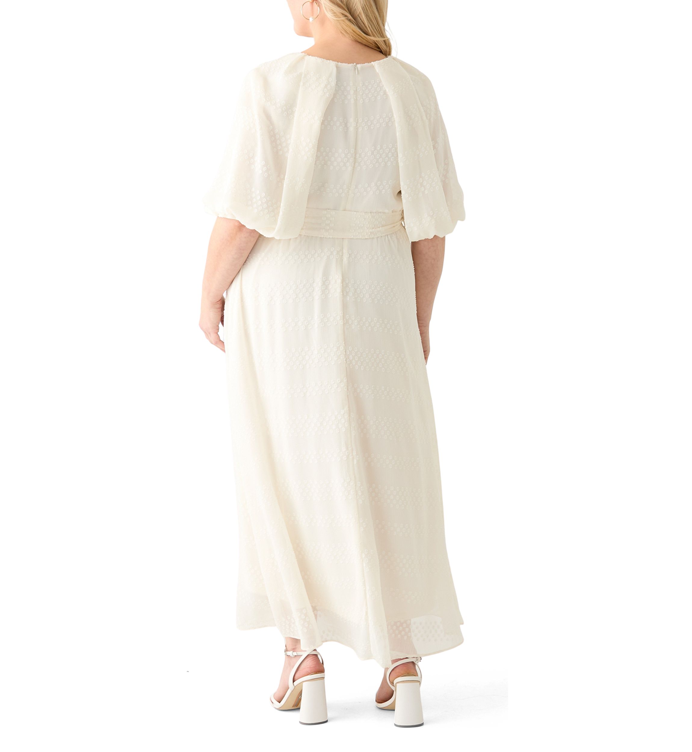 Plus Size Puff Sleeve Clipdot Dress