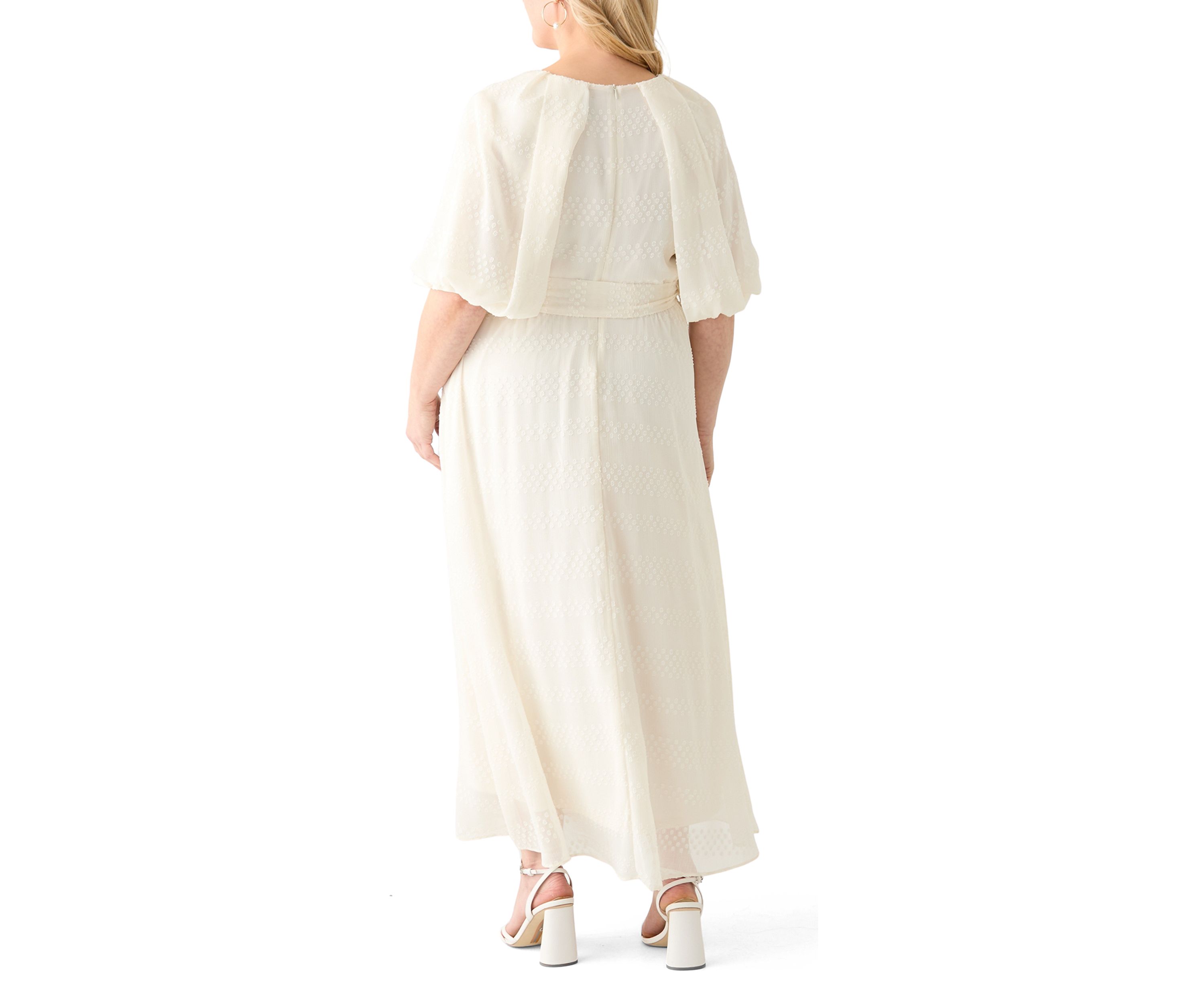 Plus Size Puff Sleeve Clipdot Dress