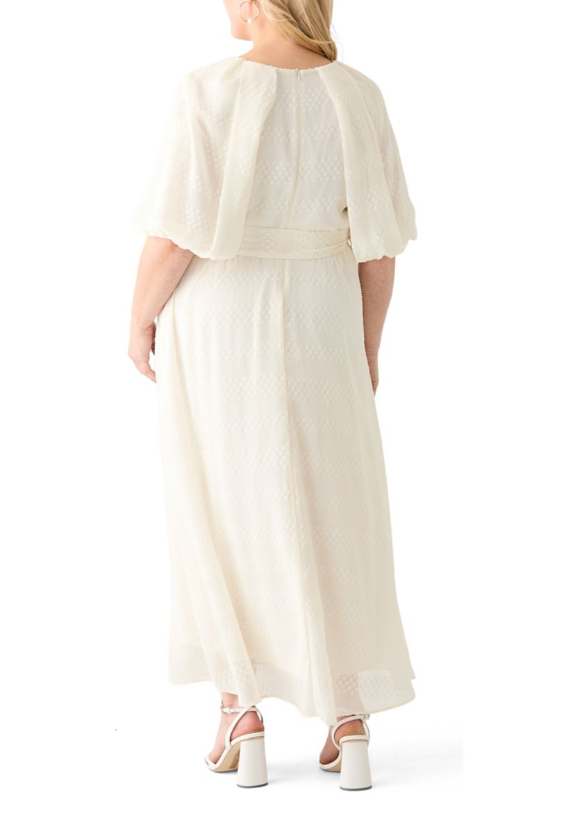 Plus Size Puff Sleeve Clipdot Dress