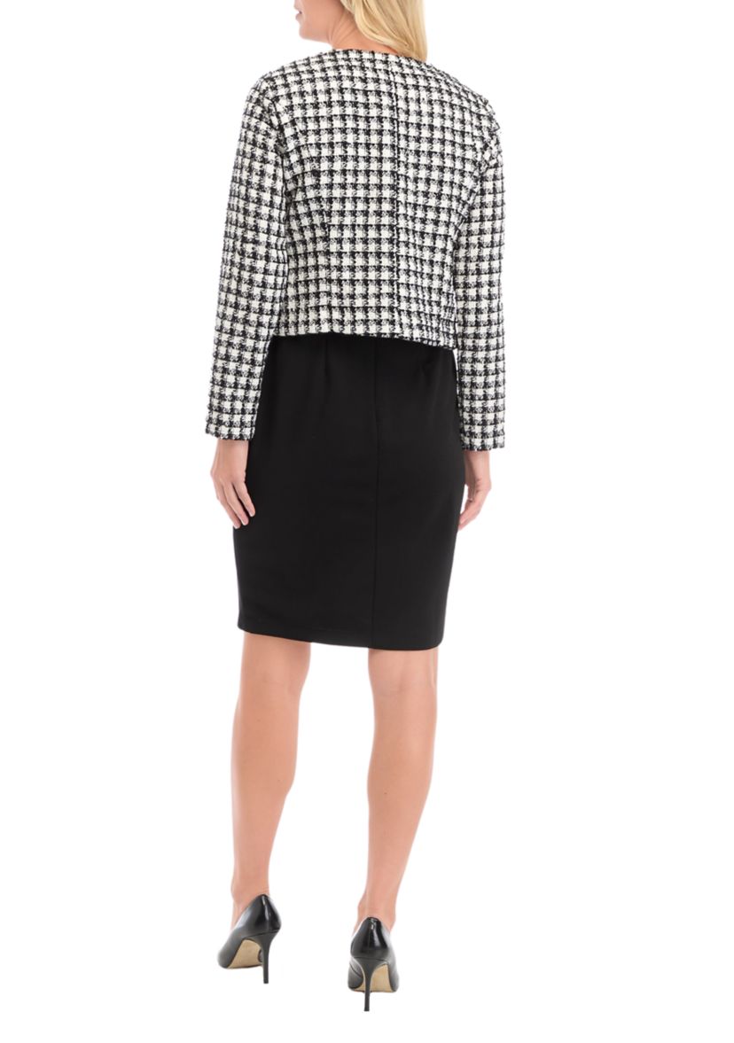 Womens Long Sleeve Gingham Print Jacket Dress