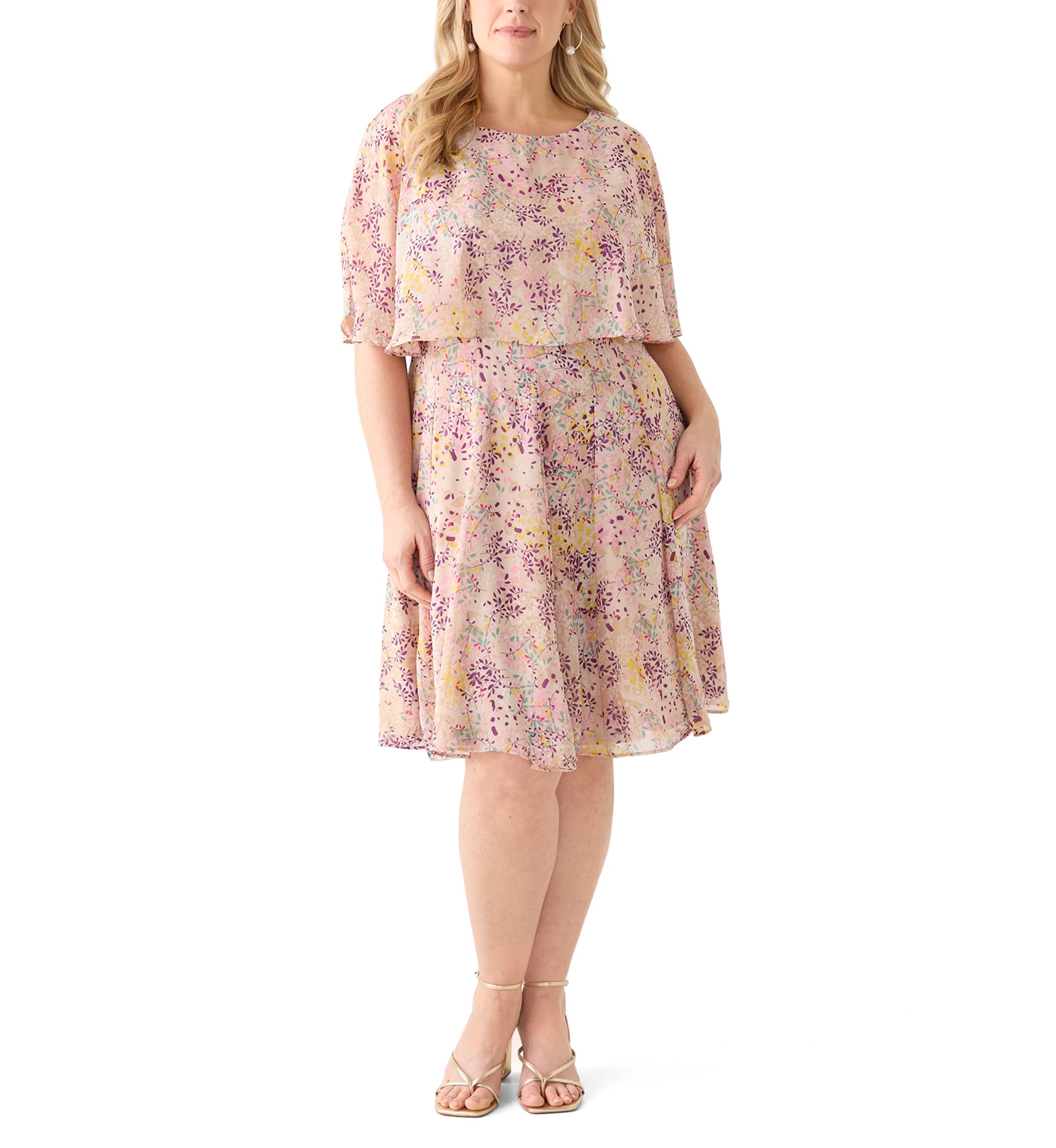 Plus Size Ditsy Floral Midi Dress
