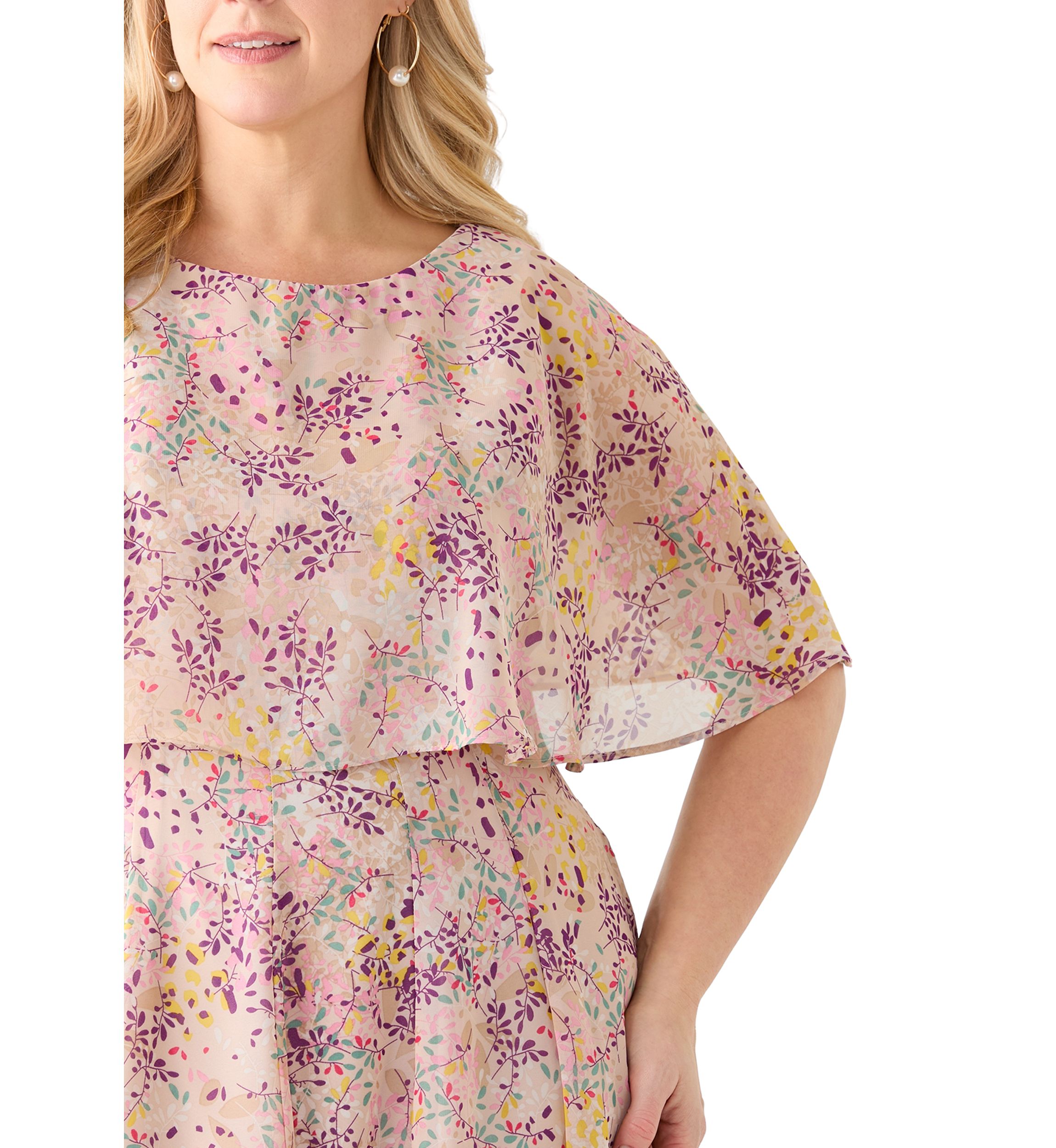 Plus Size Ditsy Floral Midi Dress