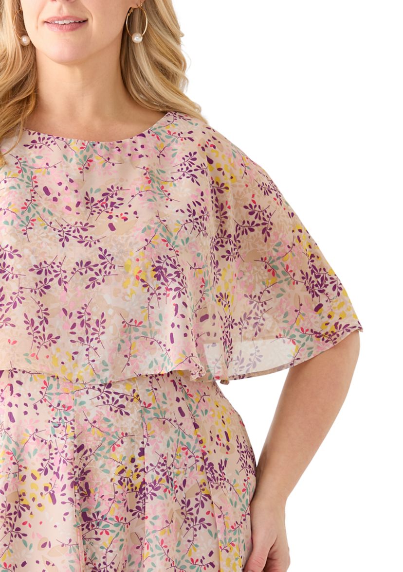 Plus Size Ditsy Floral Midi Dress