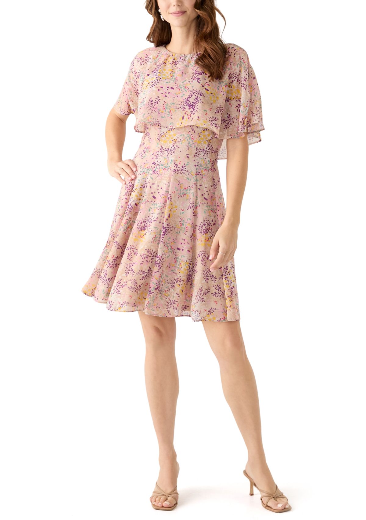 Womens Floral Printed Fit and Flare Dress