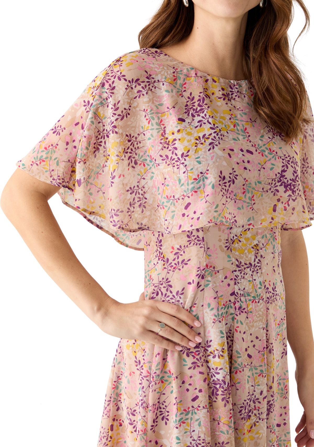 Womens Floral Printed Fit and Flare Dress
