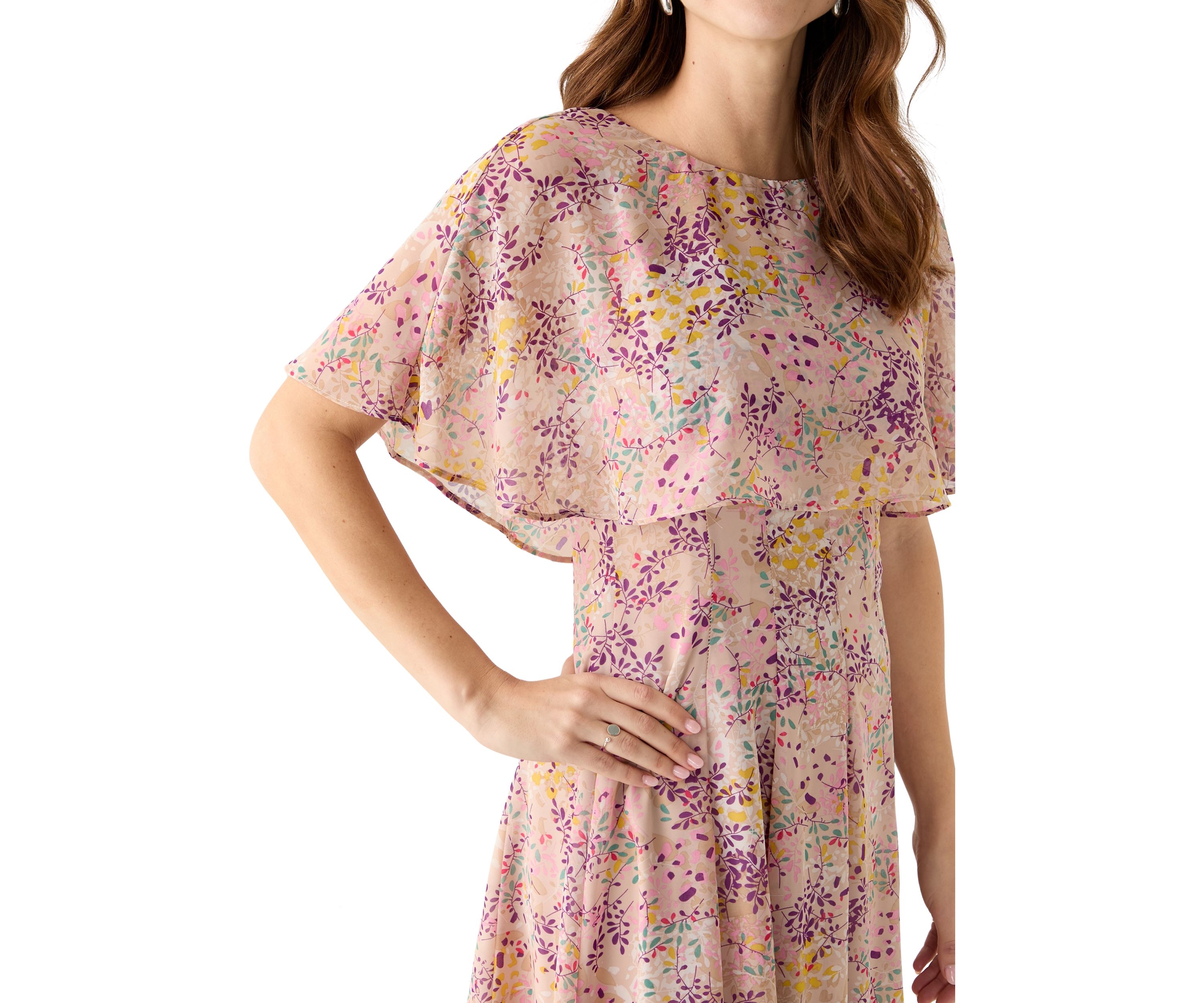 Womens Floral Printed Fit and Flare Dress