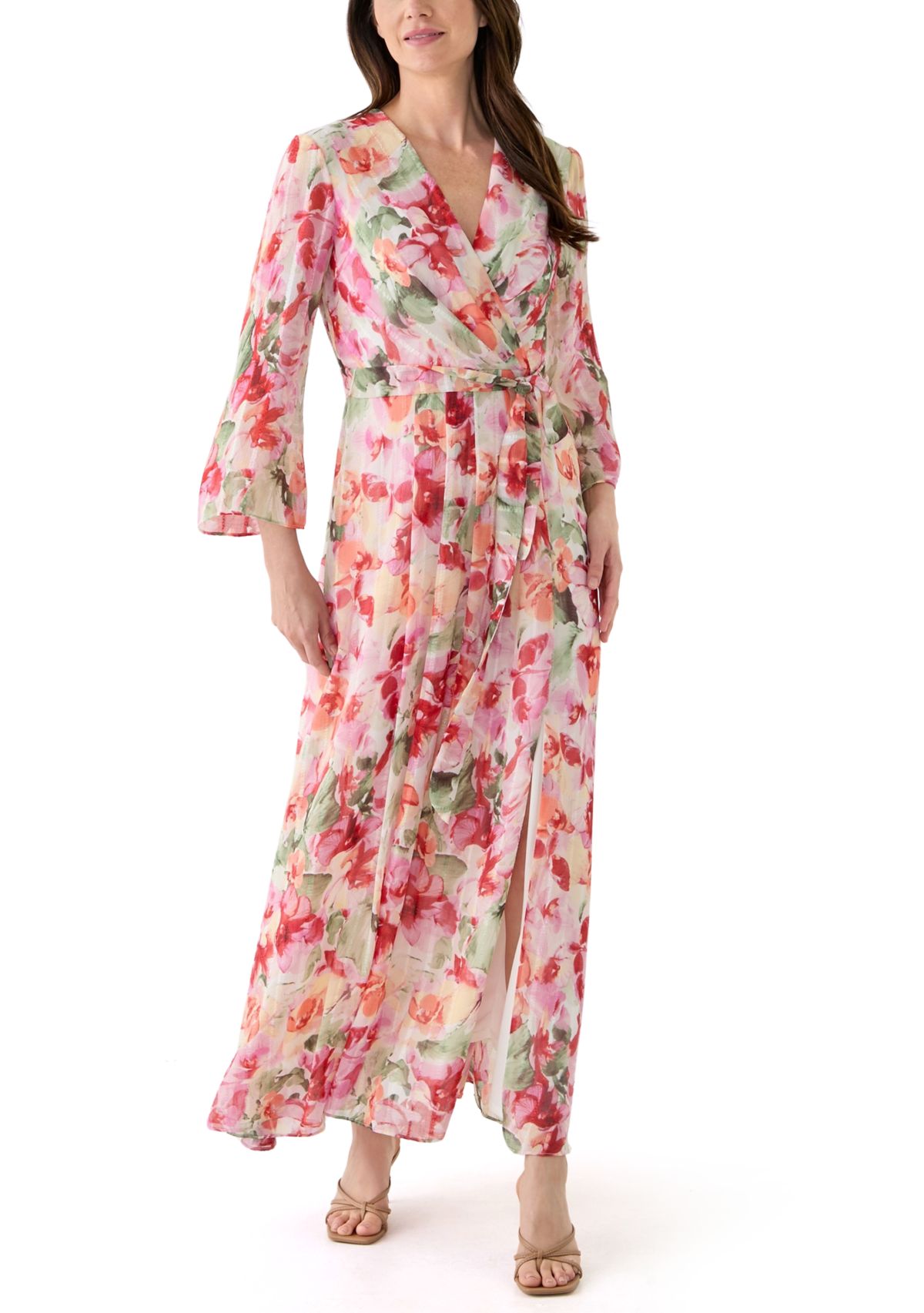 Plus Size Long Sleeve V-Neck Maxi Dress