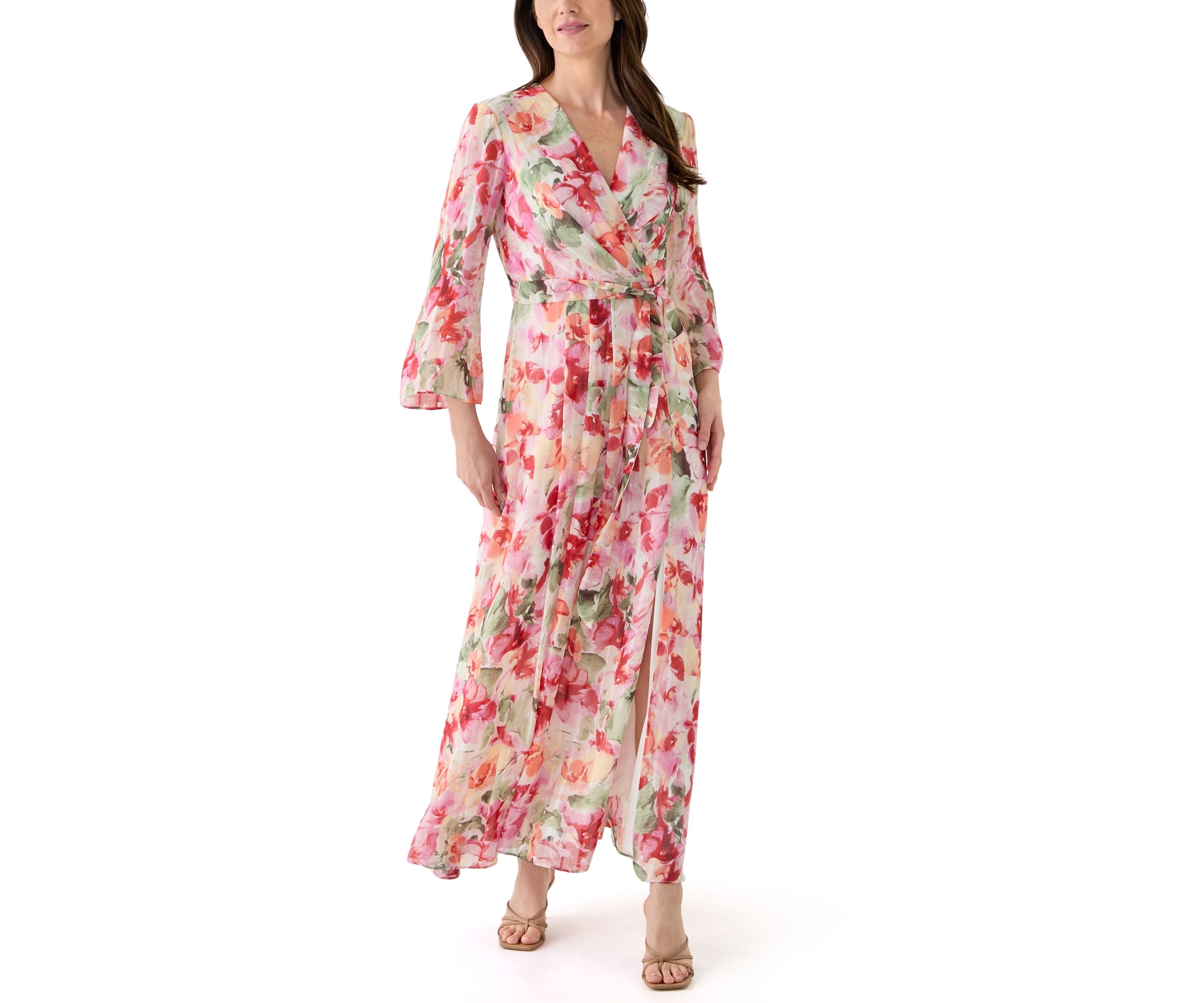 Plus Size Long Sleeve V-Neck Maxi Dress