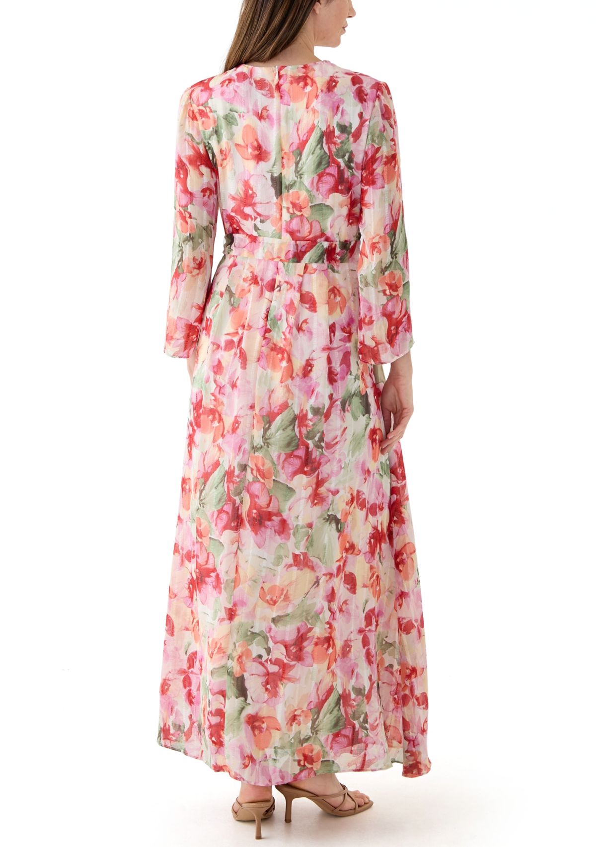 Plus Size Long Sleeve V-Neck Maxi Dress