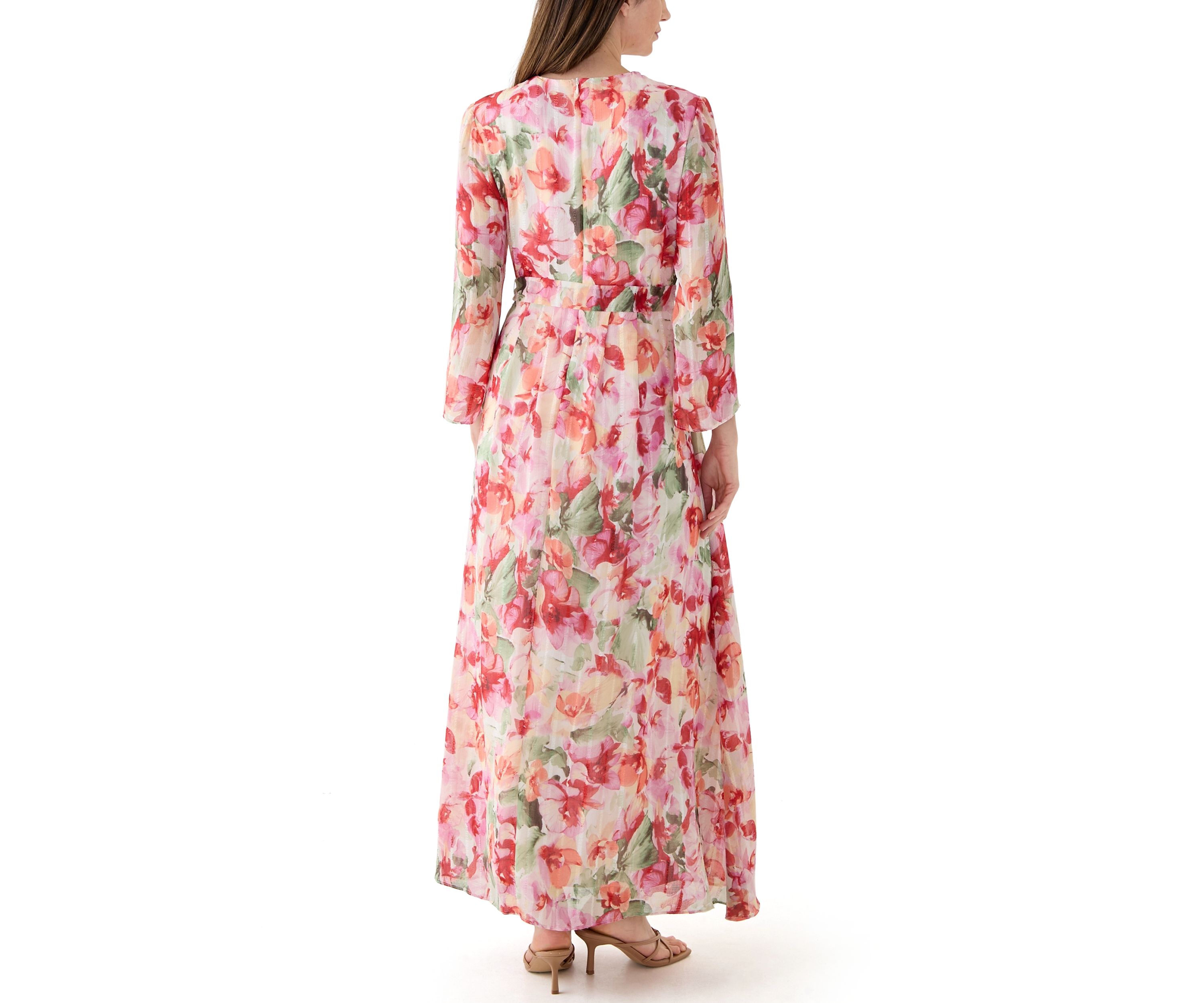 Plus Size Long Sleeve V-Neck Maxi Dress