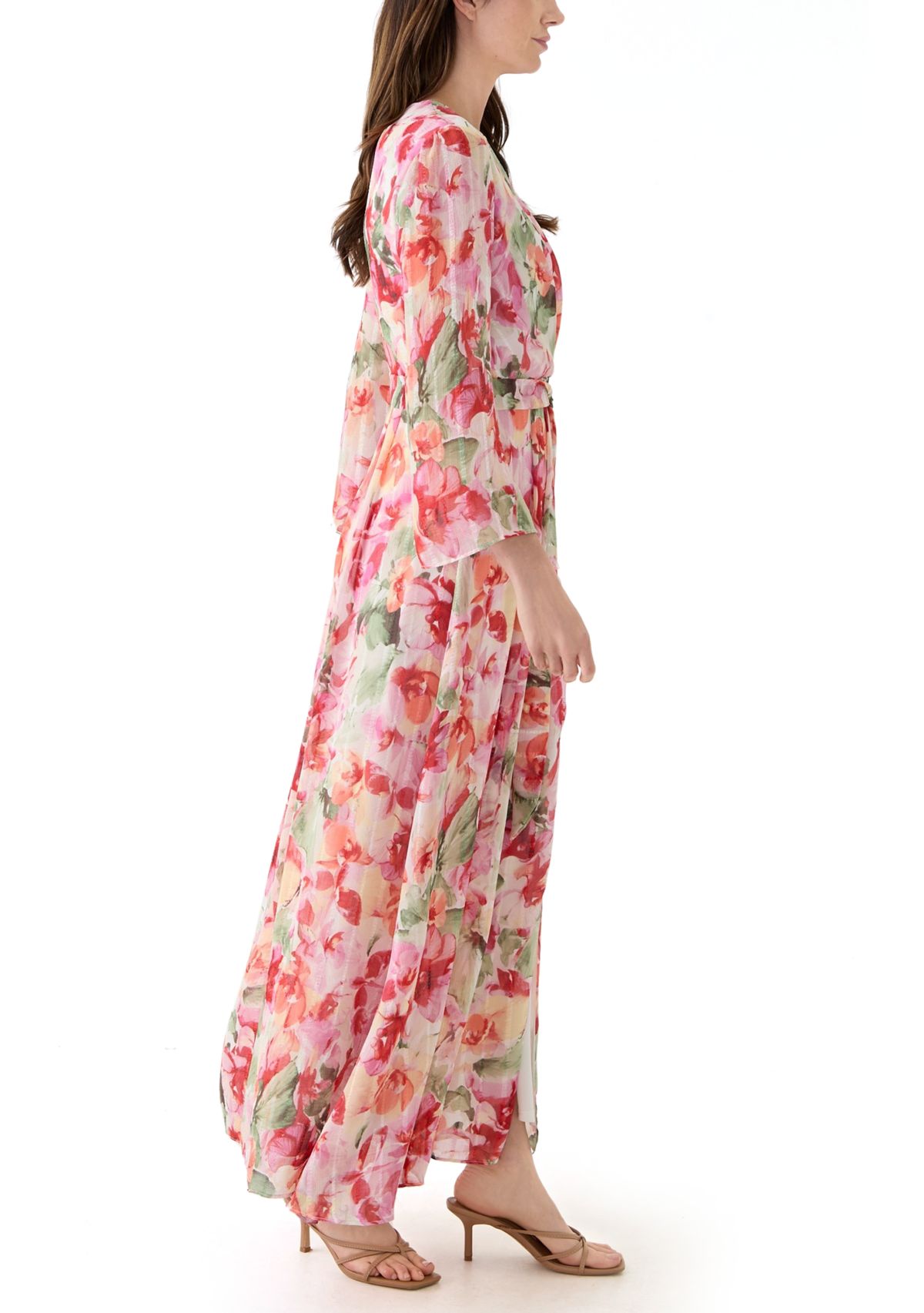 Plus Size Long Sleeve V-Neck Maxi Dress