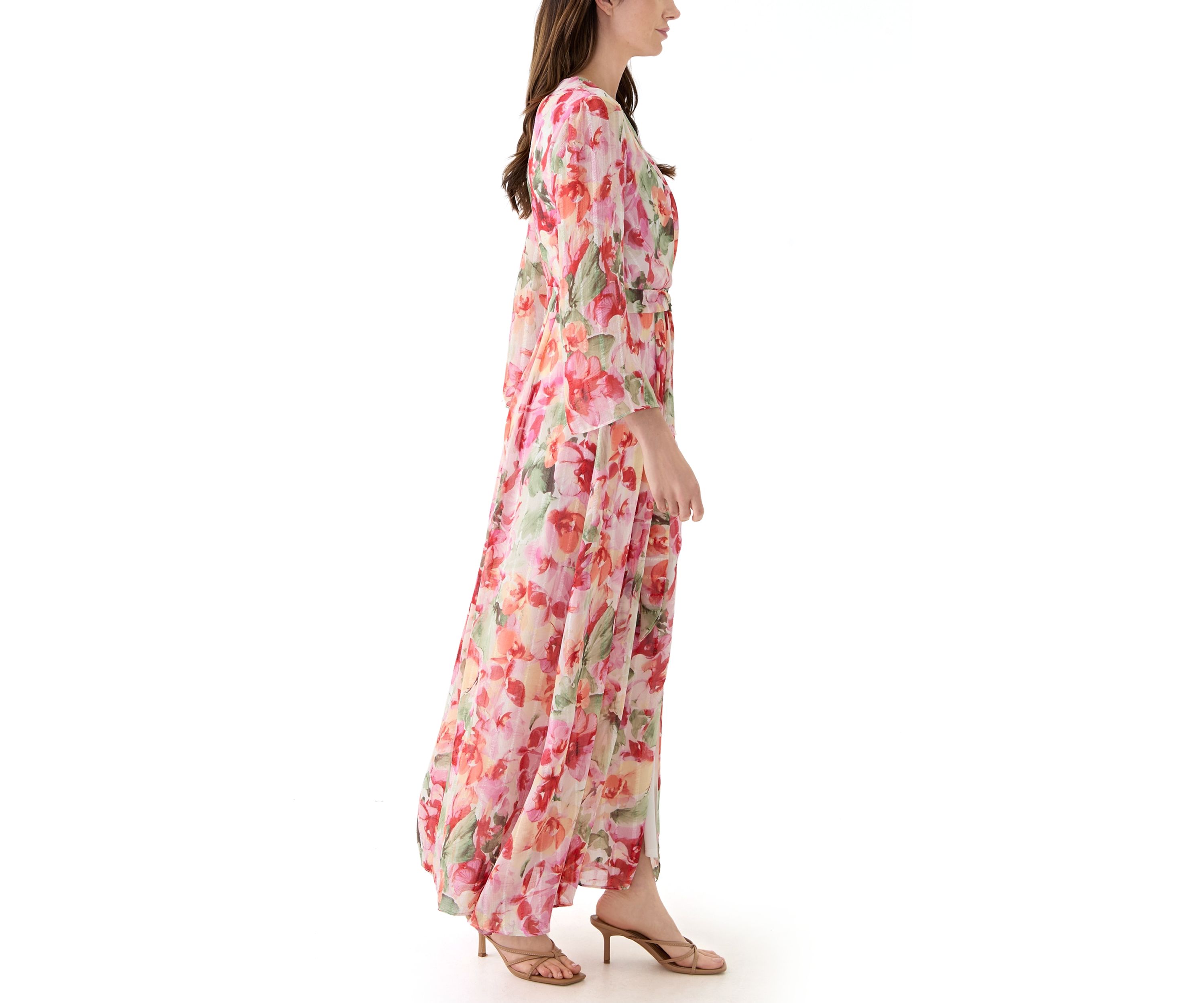Plus Size Long Sleeve V-Neck Maxi Dress