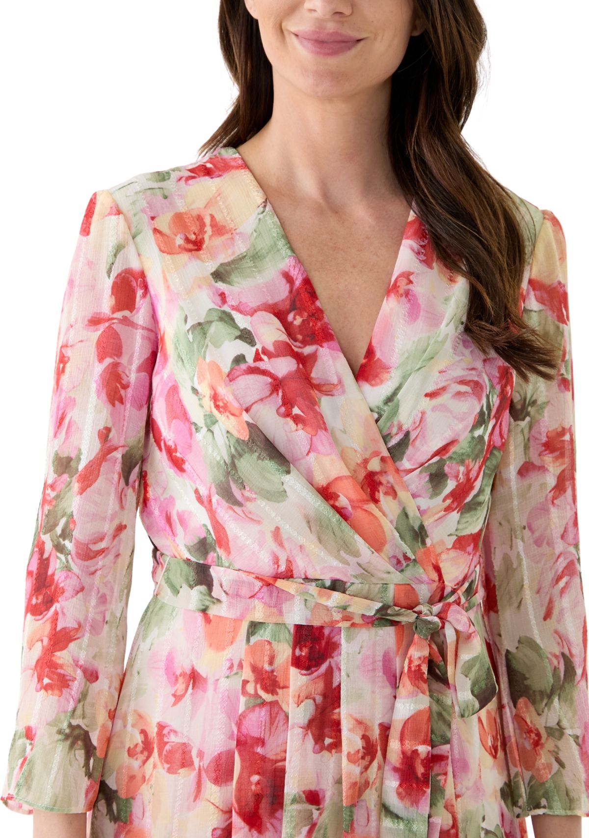 Plus Size Long Sleeve V-Neck Maxi Dress