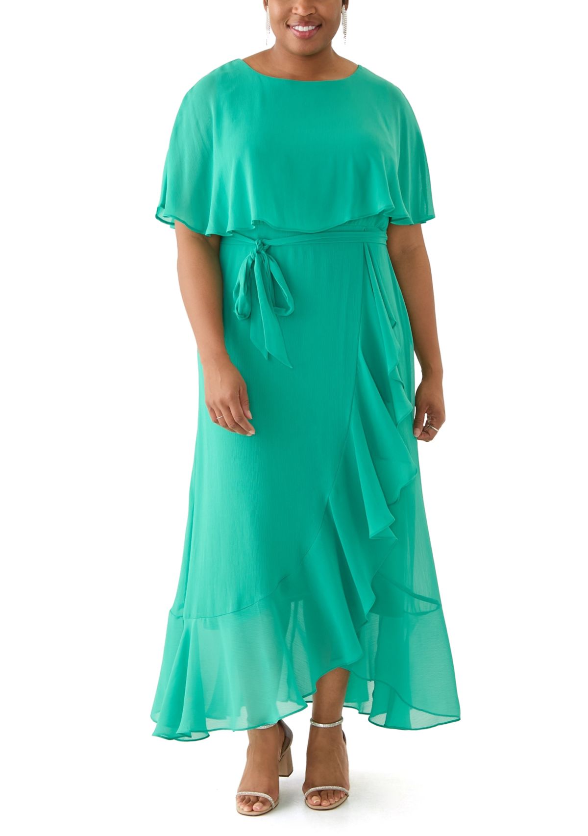 Womens Cape Sleeve Maxi Dress